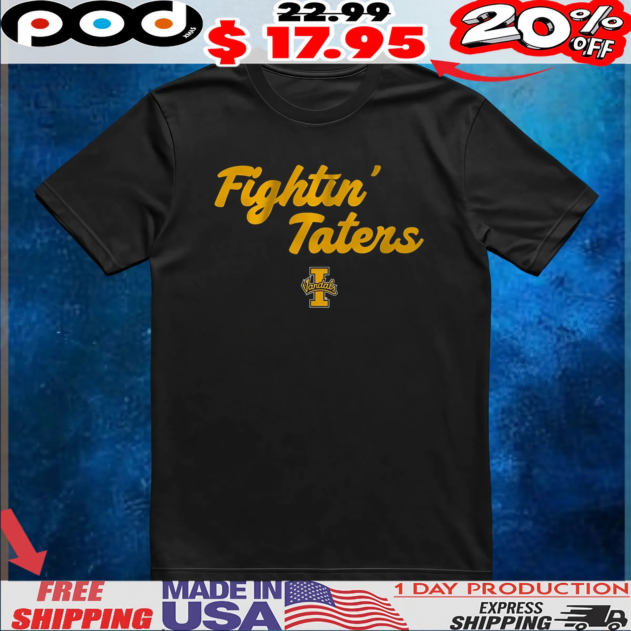 Idaho Football Fightin' Taters Logo T Shirt 6 Idaho Football Fightin' Taters Logo T Shirt