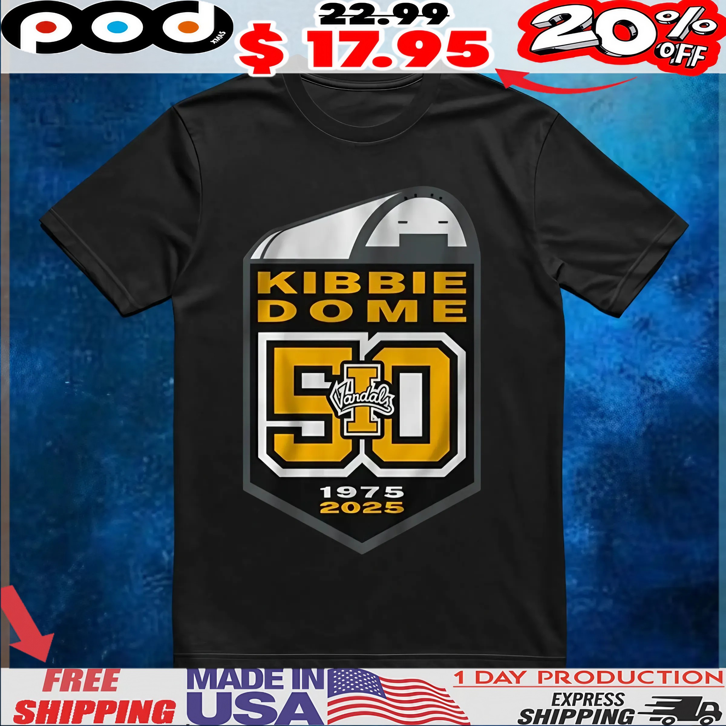 Idaho Football Kibbie Dome 50th Anniversary 1975 2025 T Shirt 6 Idaho Football Kibbie Dome 50th Anniversary 1975 2025 T Shirt