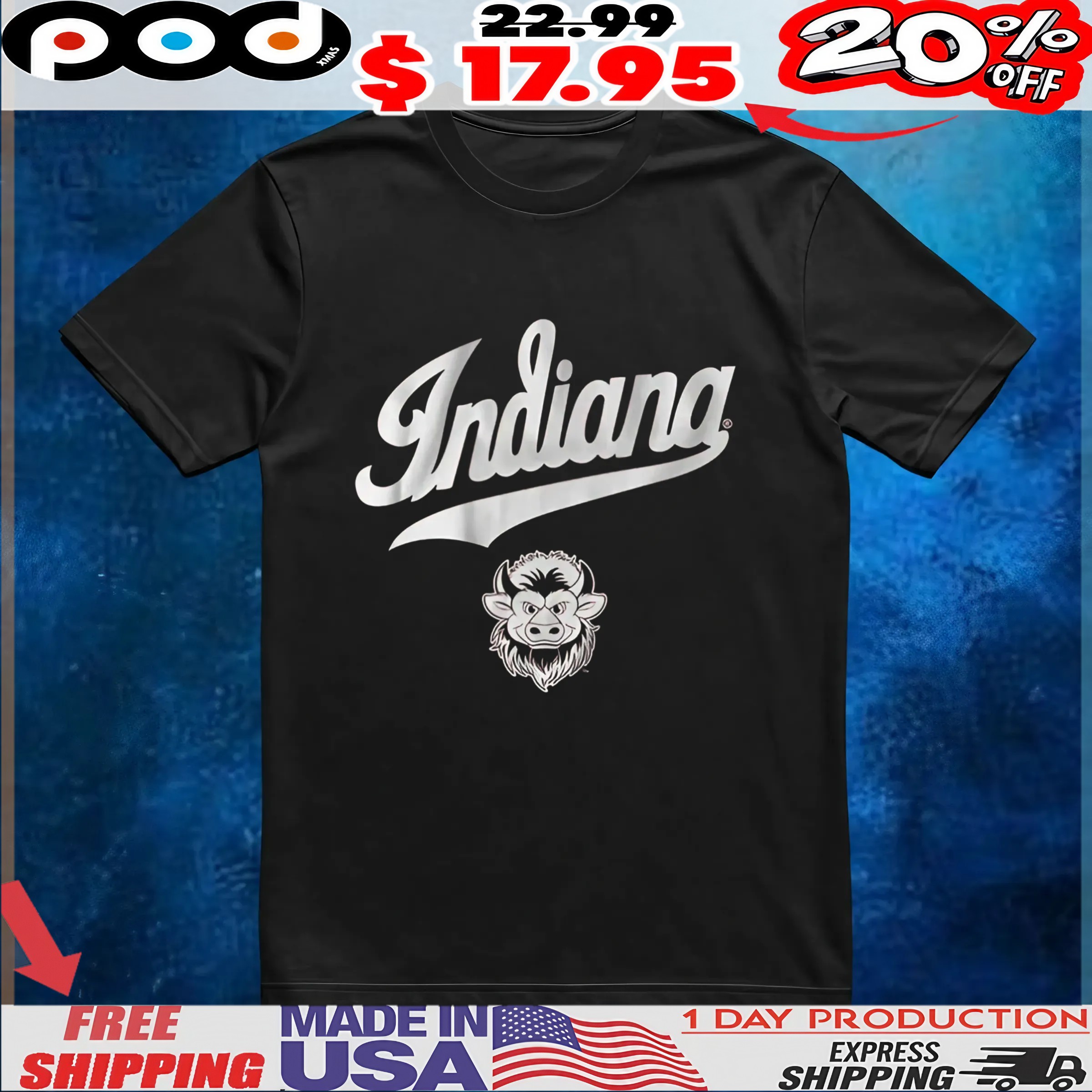 Indiana Hoosiers Mascot Script Logo T Shirt 1 Indiana Hoosiers Mascot Script Logo T Shirt