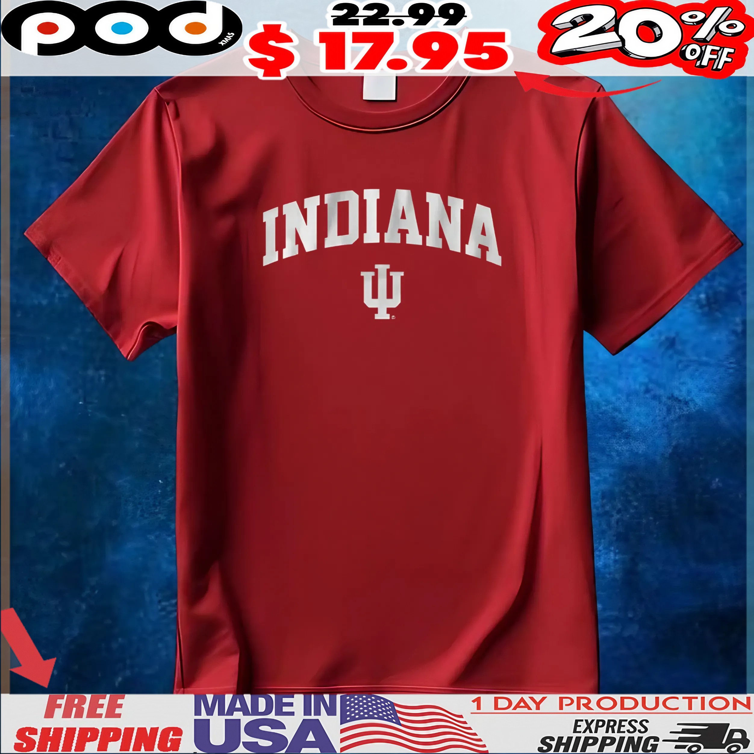Indiana Hoosiers Wordmark T Shirt 3 Indiana Hoosiers Wordmark T Shirt