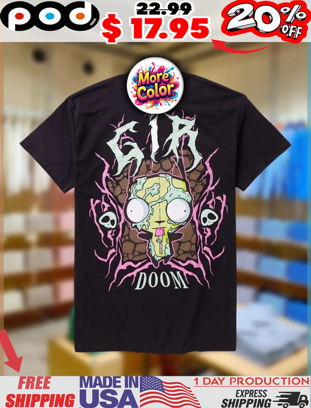 Invader Zim GIR Metal Doom shirt