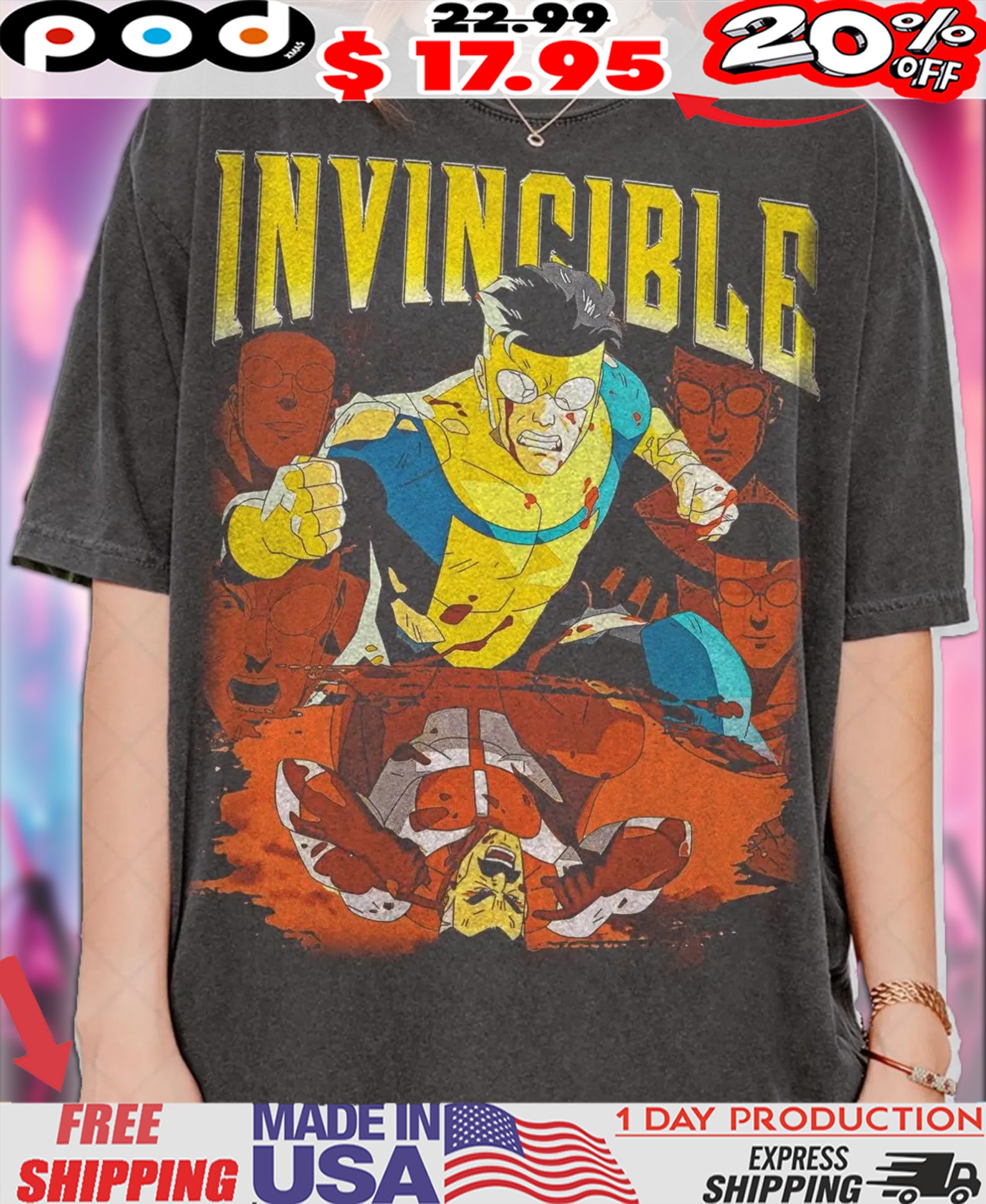 Invincible Mark Superhero Comic Book Bootleg Fan Comic Book Bootleg Fan Vintage Style Shirt