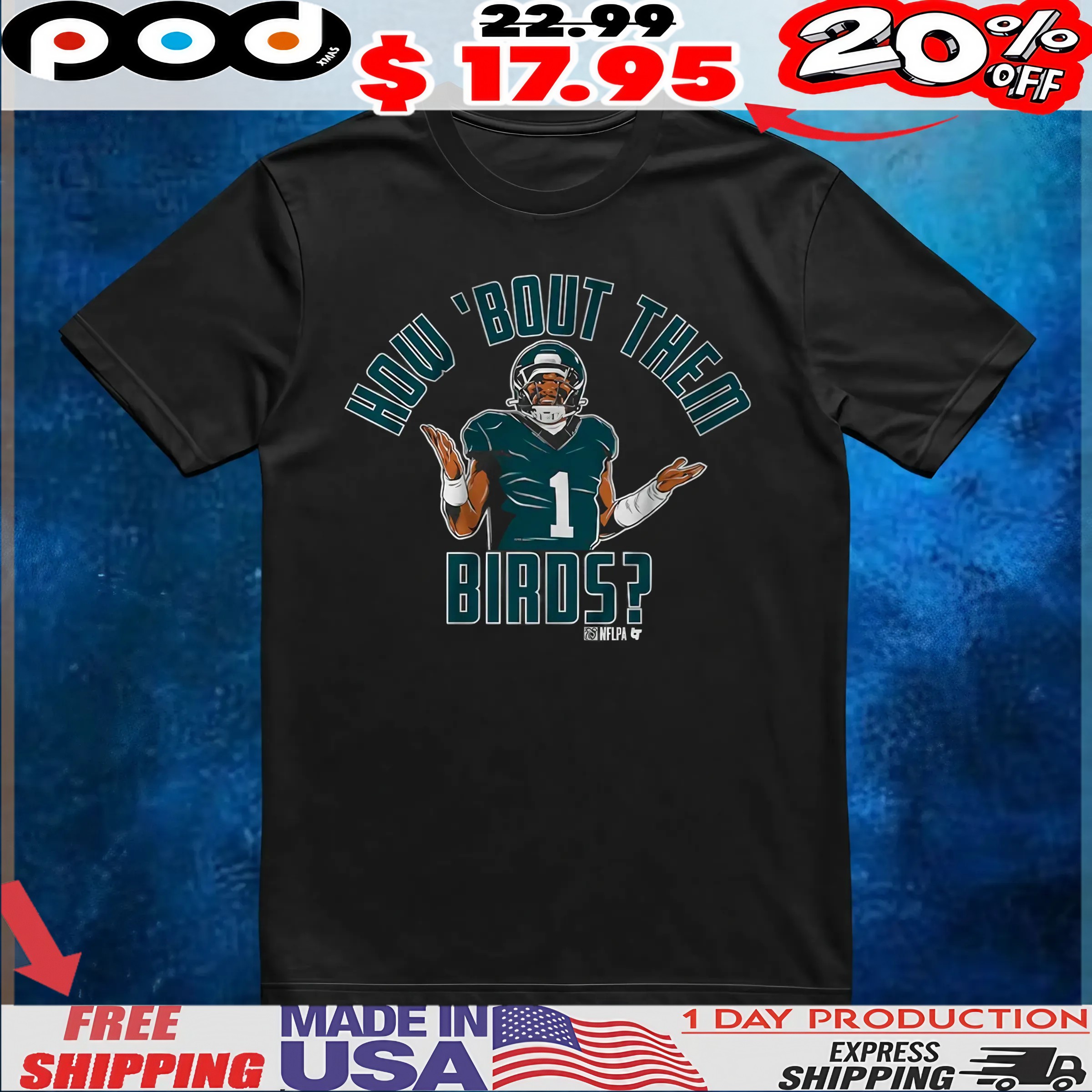 Jalen Hurts Philadelphia Eagles How _Bout Them Birds Graphic T Shirt 6 Jalen Hurts Philadelphia Eagles How _Bout Them Birds Graphic T Shirt