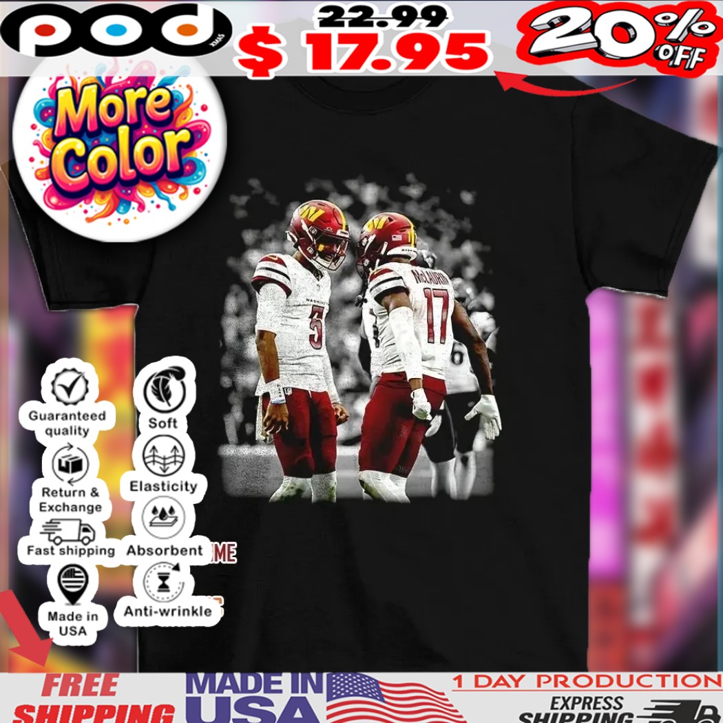 Jayden Daniels and Terry Mclaurin Washington face to face Commanders NFL football players graphic shirt 1 Jayden Daniels and Terry Mclaurin Washington face to face Commanders NFL football players graphic shirt