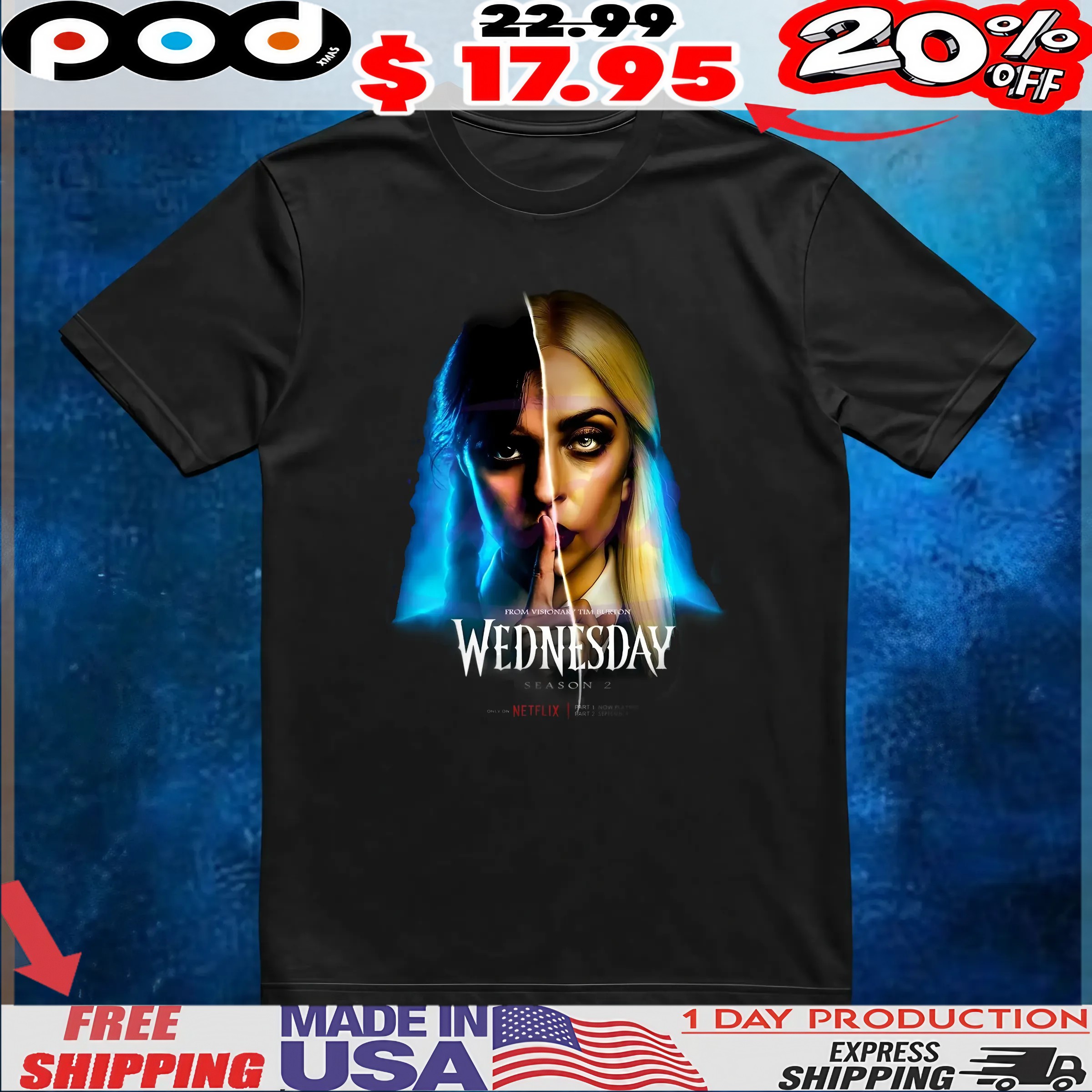 Jenna Ortega And Lady Gaga Wednesday Season 2 Rosaline Rotwood T Shirt 6 Jenna Ortega And Lady Gaga Wednesday Season 2 Rosaline Rotwood T Shirt