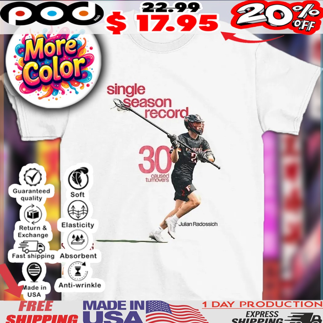 Julian Radossich single season record 30 caused turnovers shirt
