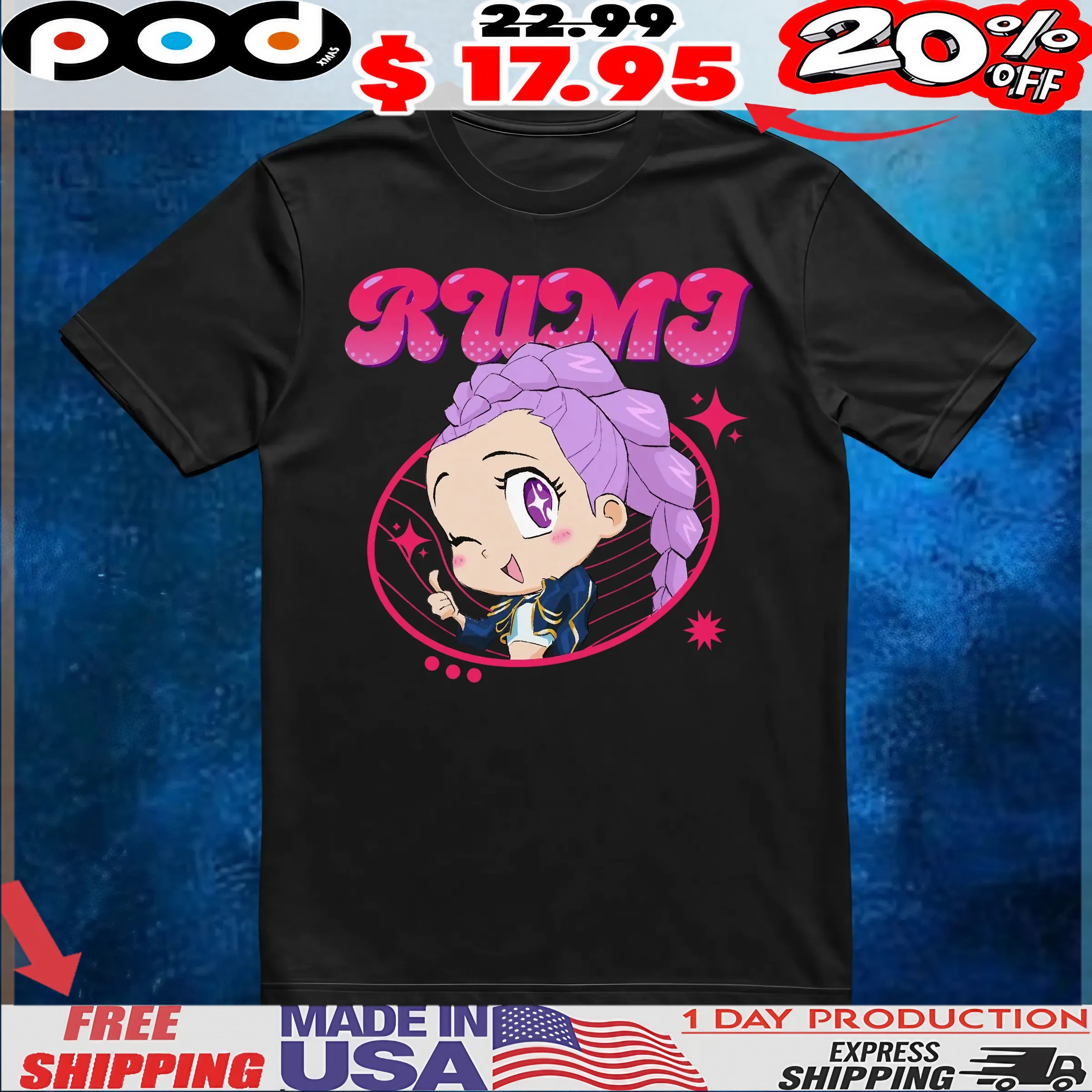 KPop Demon Hunters Rumi Chibi Graphic T Shirt 1 KPop Demon Hunters Rumi Chibi Graphic T Shirt