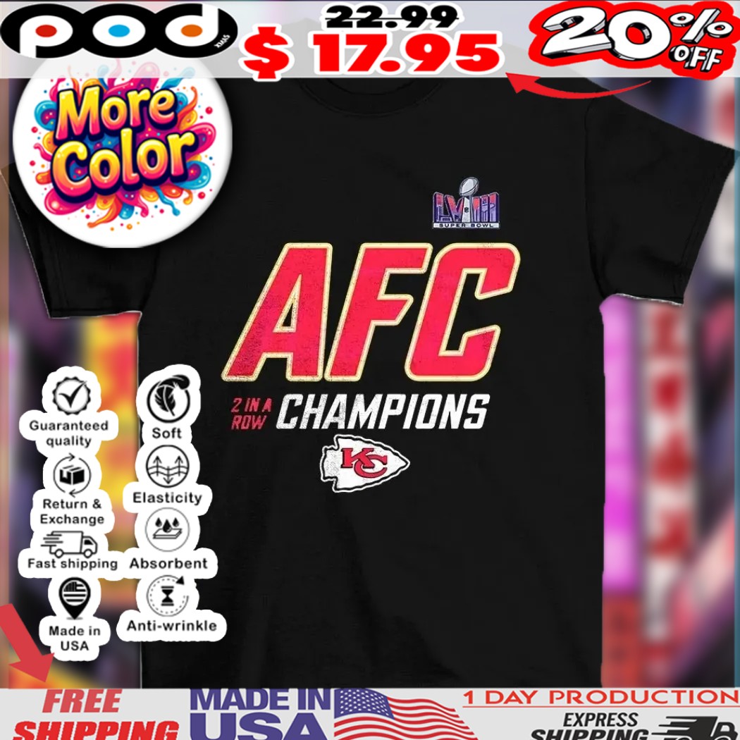 Kansas City Chiefs AFC Champions 2 in a row KC logo shirt