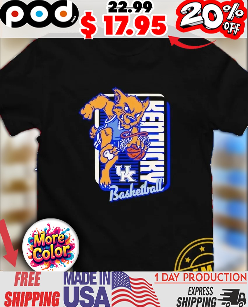 Kentucky Wildcats Basketball UK logo mascot dunk shirt
