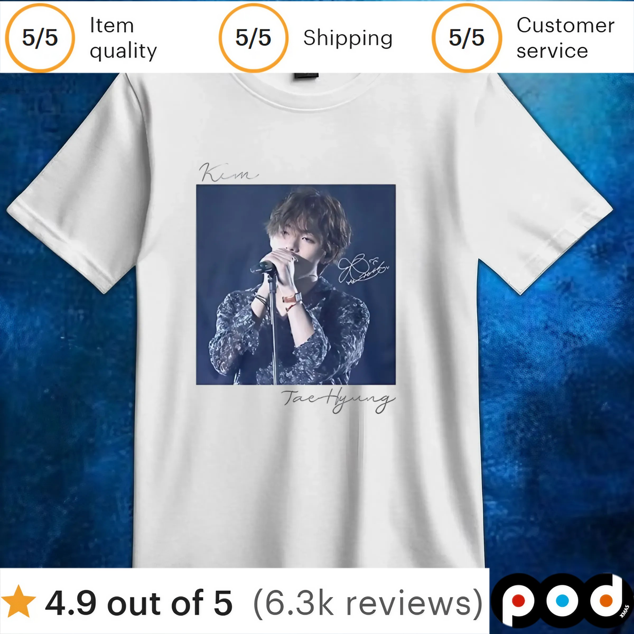 Kim Taehyung BTS signature t shirt