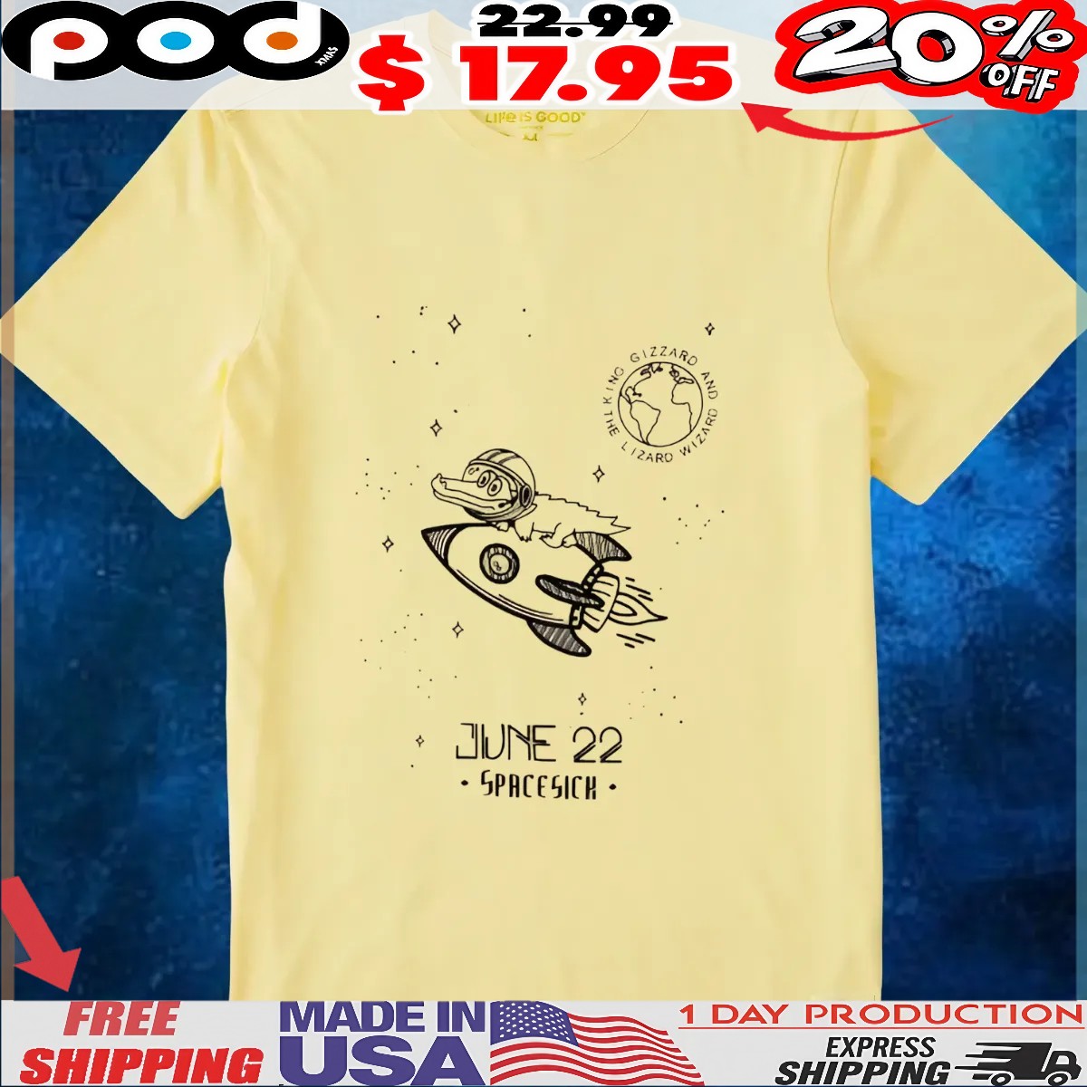 King Gizzard And The Lizard Wizard Gator June 22 Spacesick T Shirt