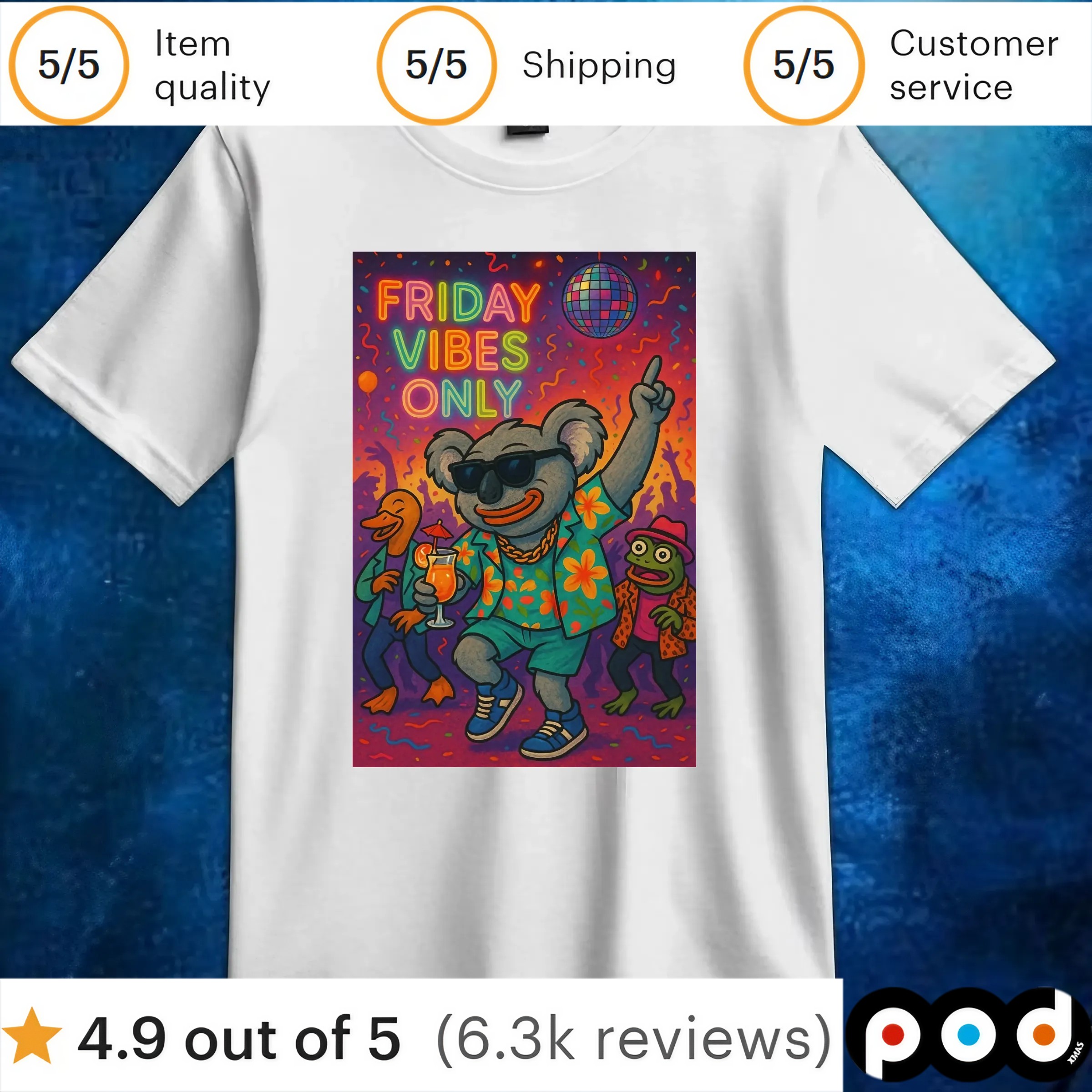 Koala Hawaiian Friday Vibes Only T Shirt