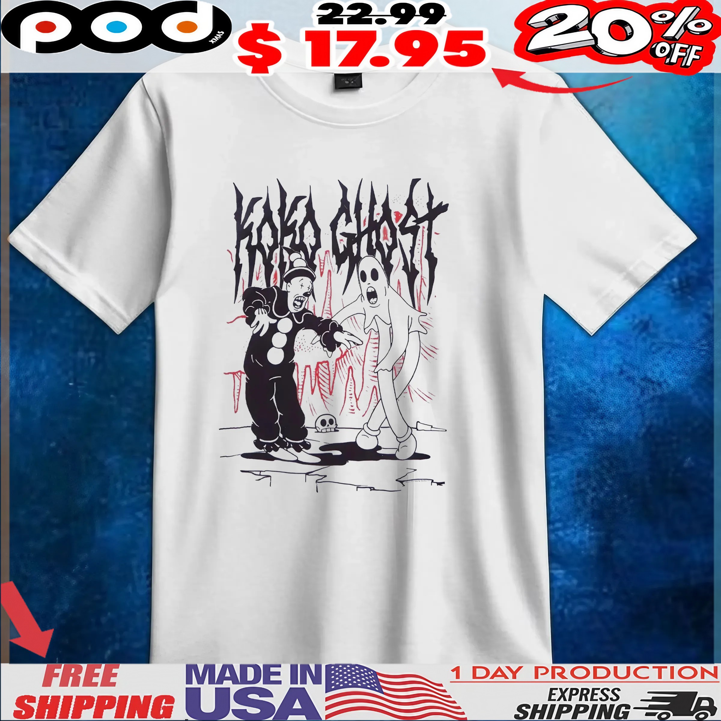 Koko The Clown Ghost Death Metal T Shirt