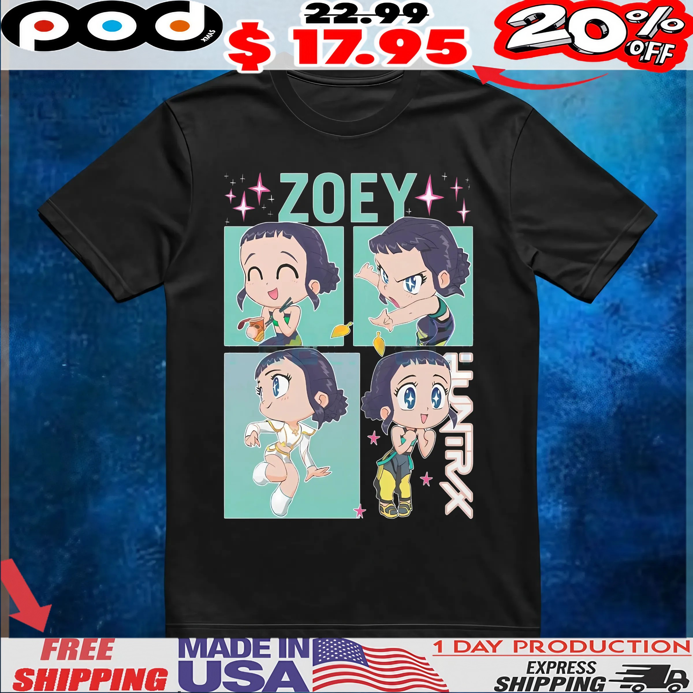 Kpop Demon Hunters Zoey Huntrix Chibi T Shirt 1 Kpop Demon Hunters Zoey Huntrix Chibi T Shirt