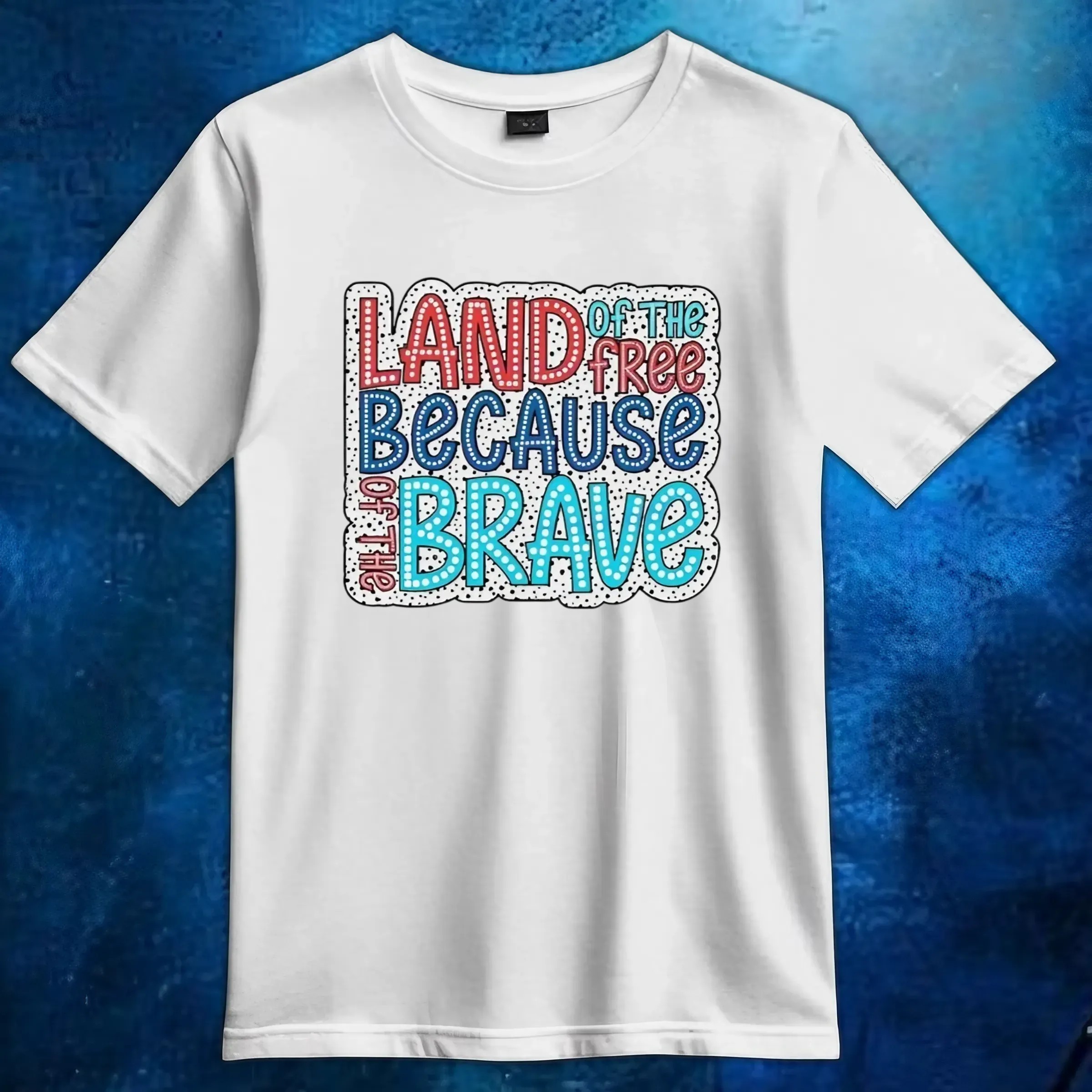 Land of the free because of the brave dalmatian dots t shirt