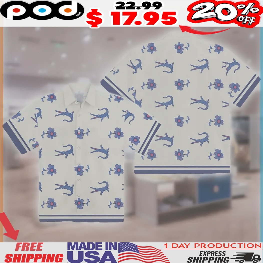 Lochlan Ratliff The White Lotus Crocodile Flower Shirt 1 Lochlan Ratliff The White Lotus Crocodile Flower Shirt