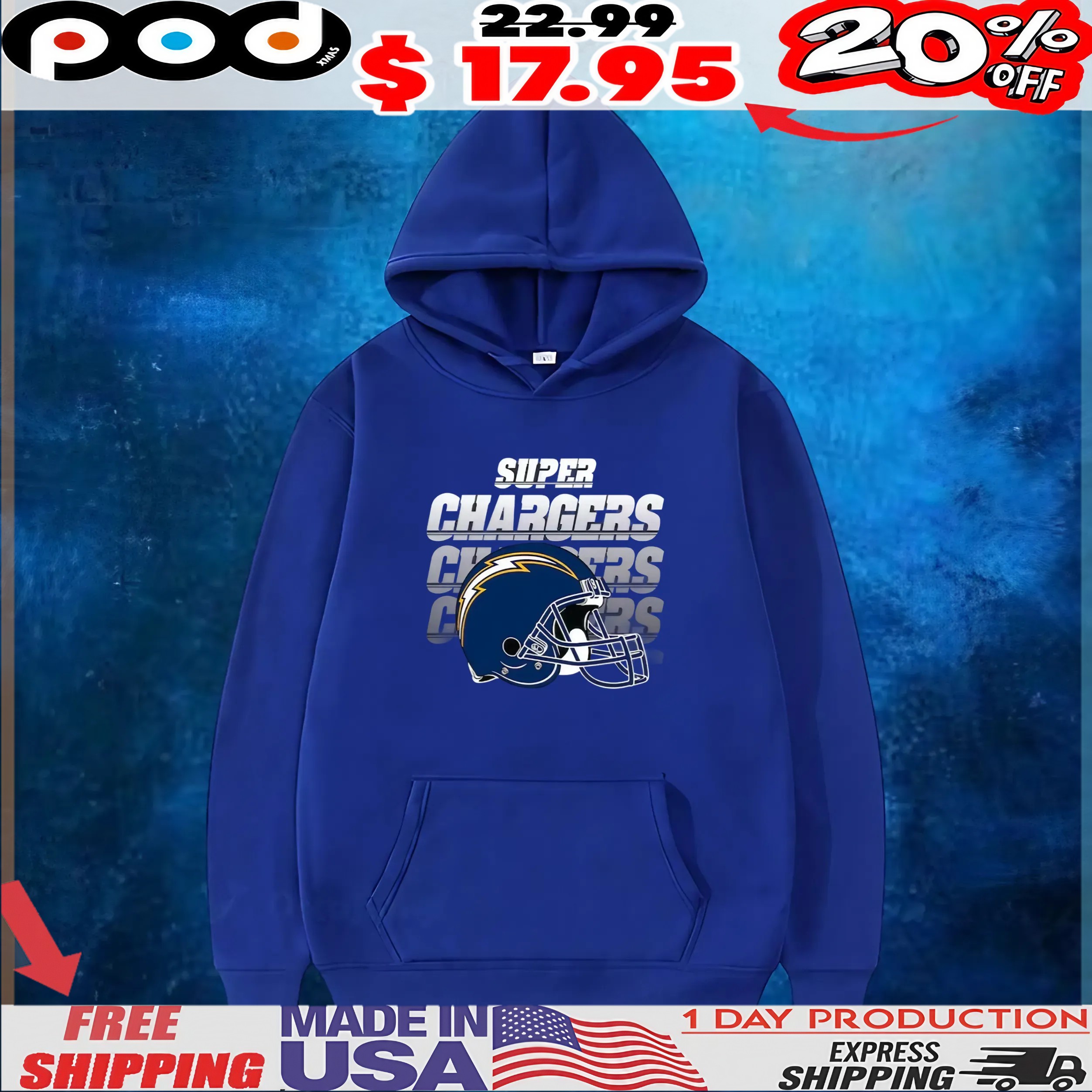 Los Angeles Chargers The Wild Collective Unisex Super Chargers Super Chargers Scoop T Shirt