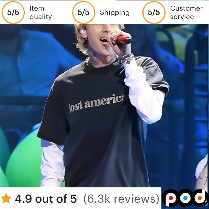 Machine Gun Kelly Wearing Lost America T Shirt 1 Machine Gun Kelly Wearing Lost America T Shirt