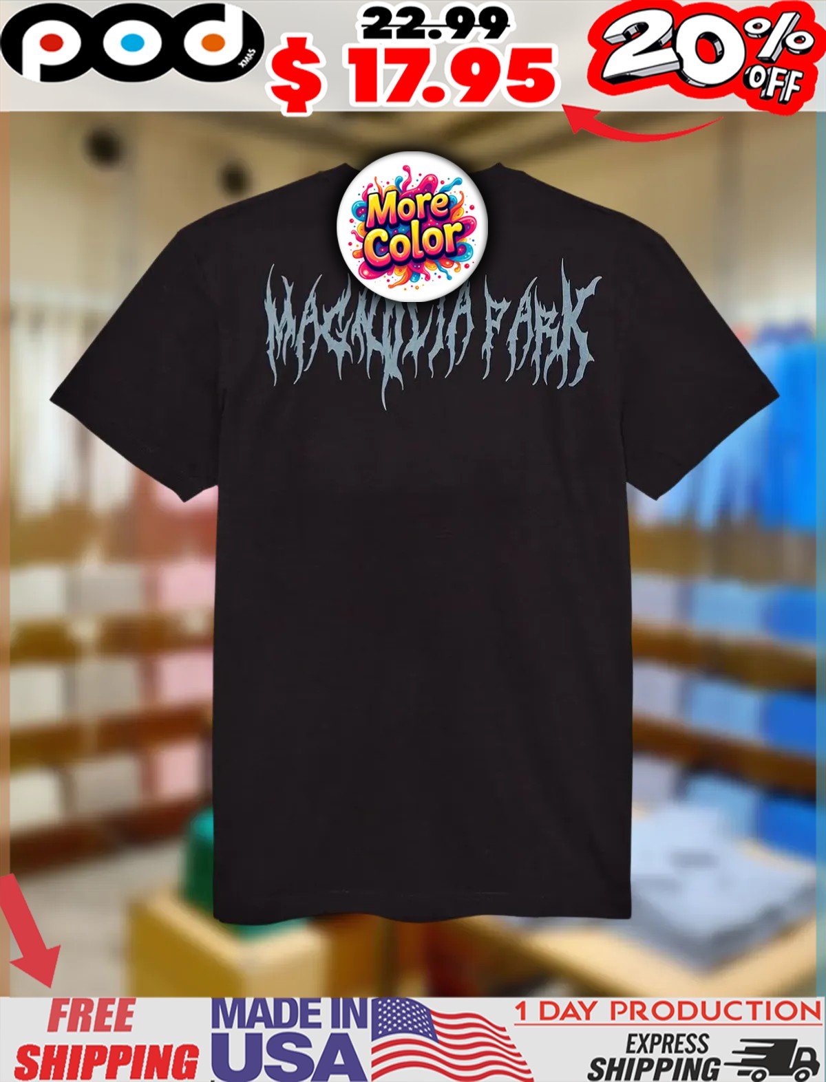 Magnolia Park Vampire Horror Text Shirt