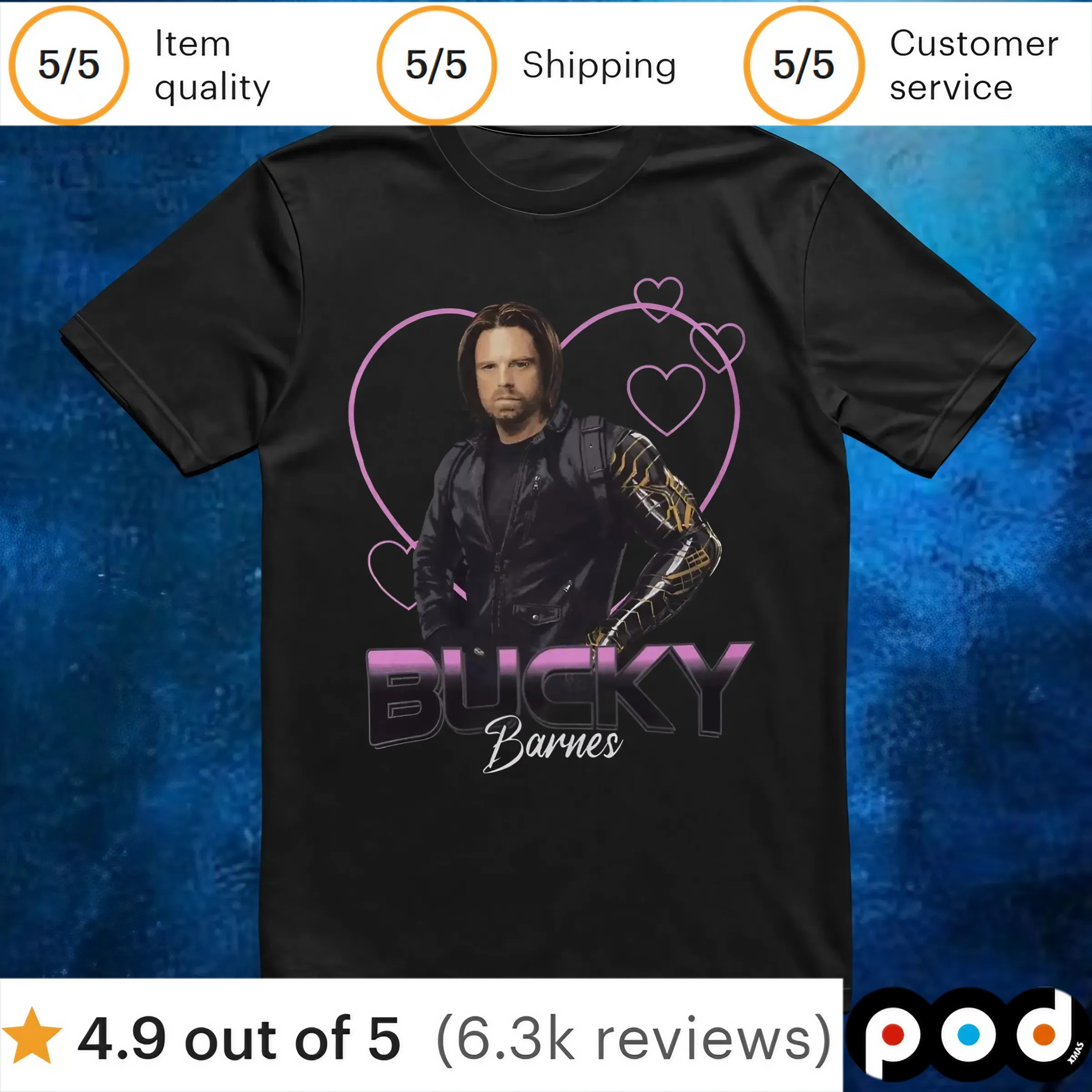 Marvel Thunderbolts Bucky Barnes Hearts T Shirt