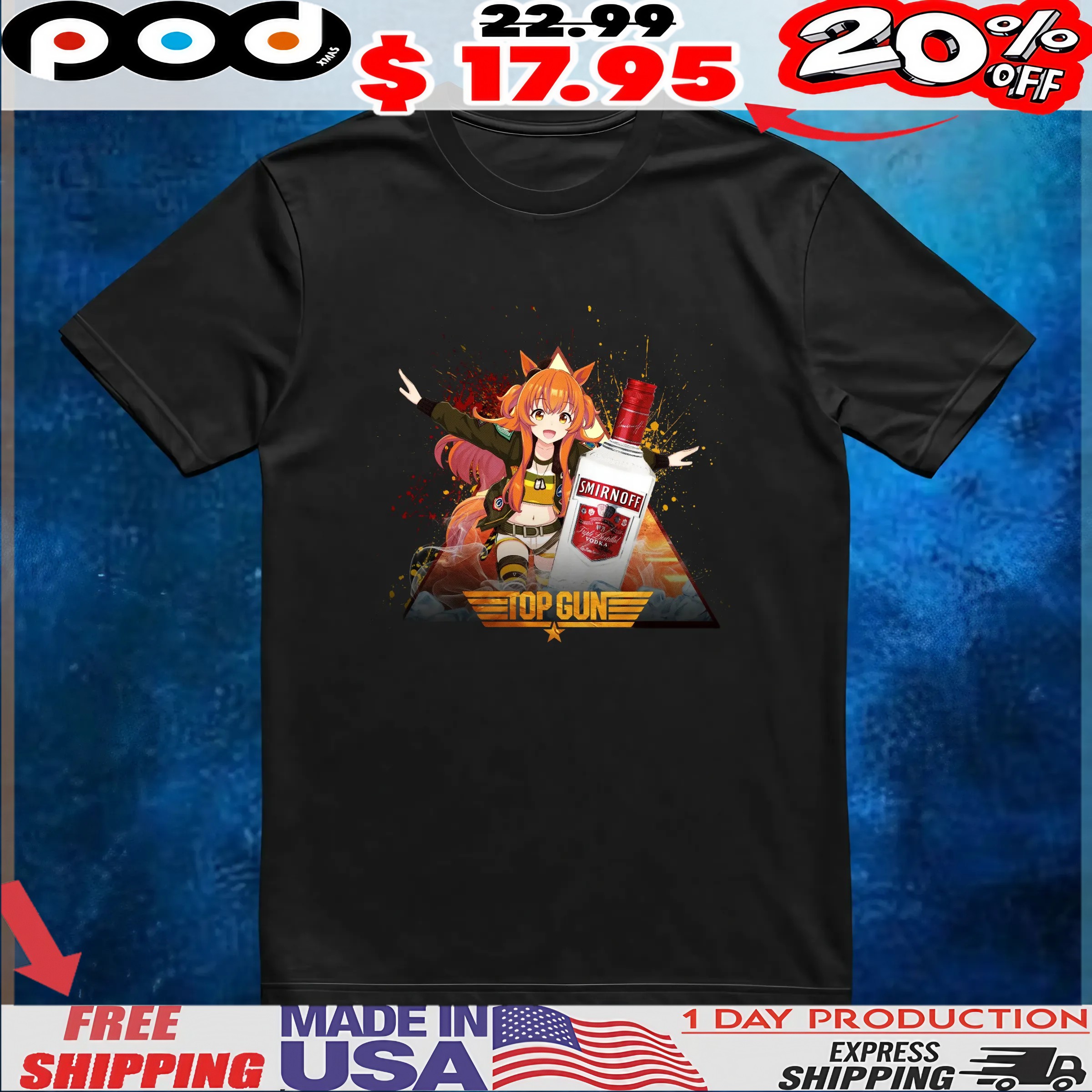 Mayano Top Gun Uma Musume Pretty Derby vodka Smirnoff No 21 Triple Distilled T Shirt