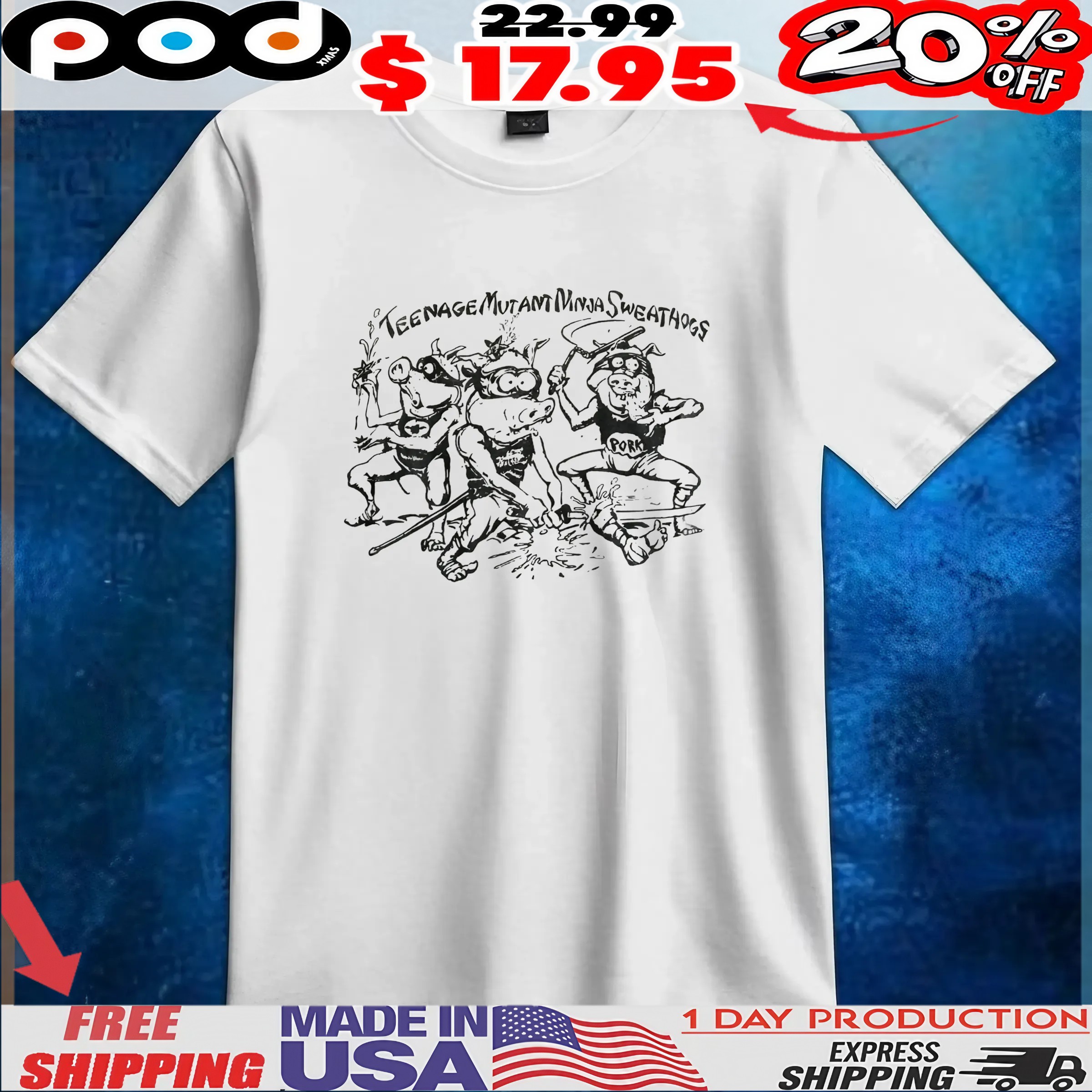 Meenage Mutant Minja Sweathogs Pork T Shirt 6 Meenage Mutant Minja Sweathogs Pork T Shirt