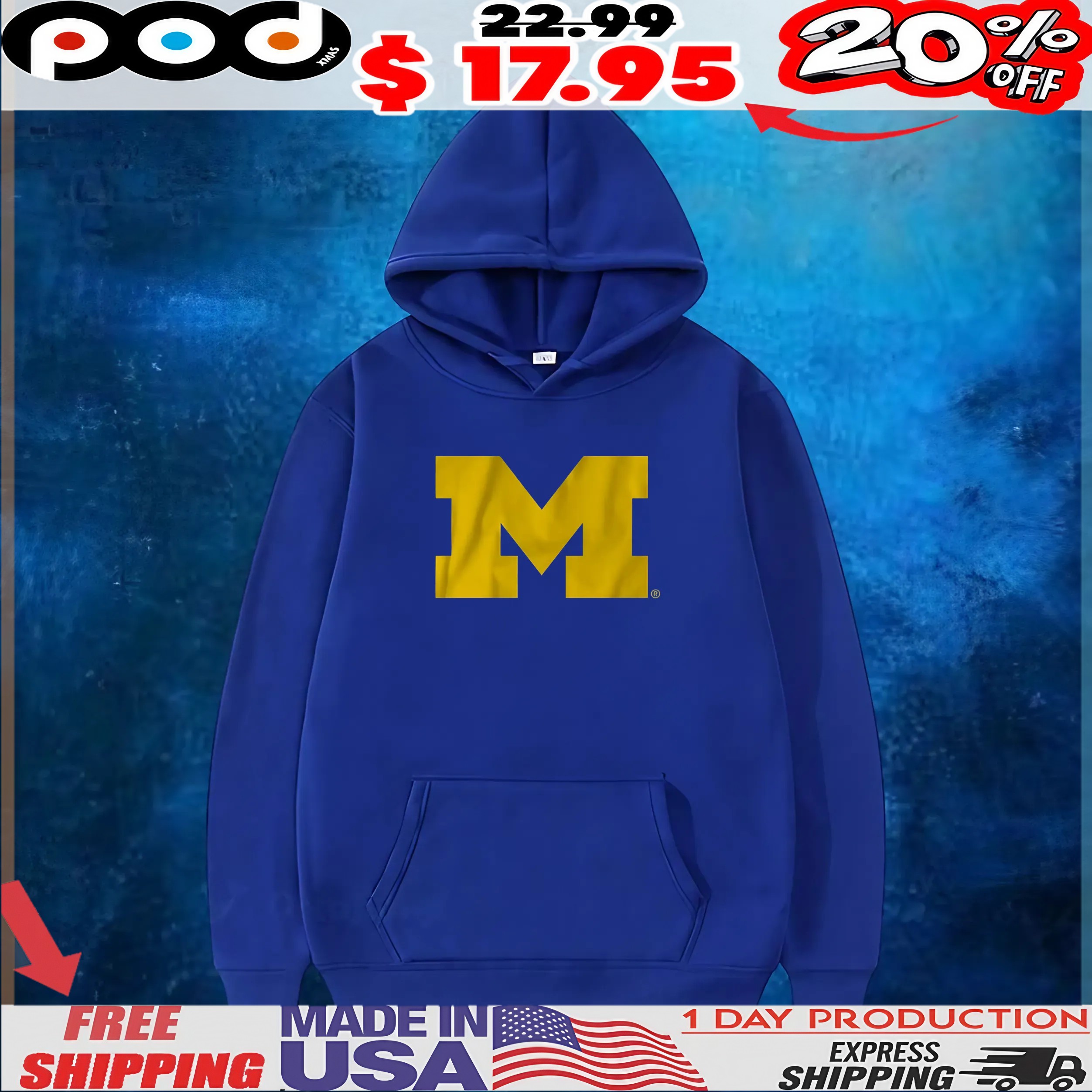 Michigan Wolverines Primary M Logo T Shirt 1 Michigan Wolverines Primary M Logo T Shirt