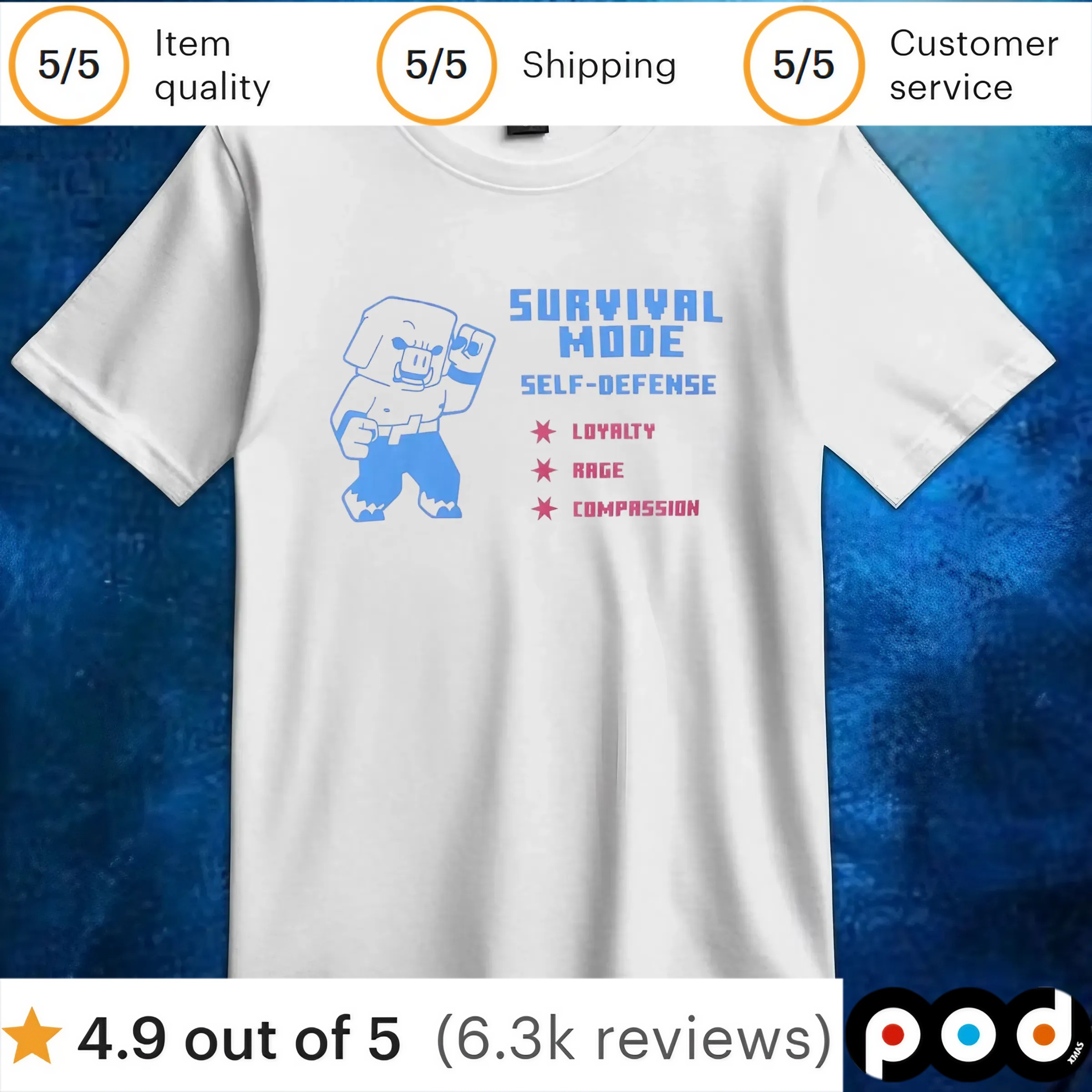 Minecraft Survival Mode Self Defense Loyalty Rage Compassion T Shirt 6 Minecraft Survival Mode Self Defense Loyalty Rage Compassion T Shirt