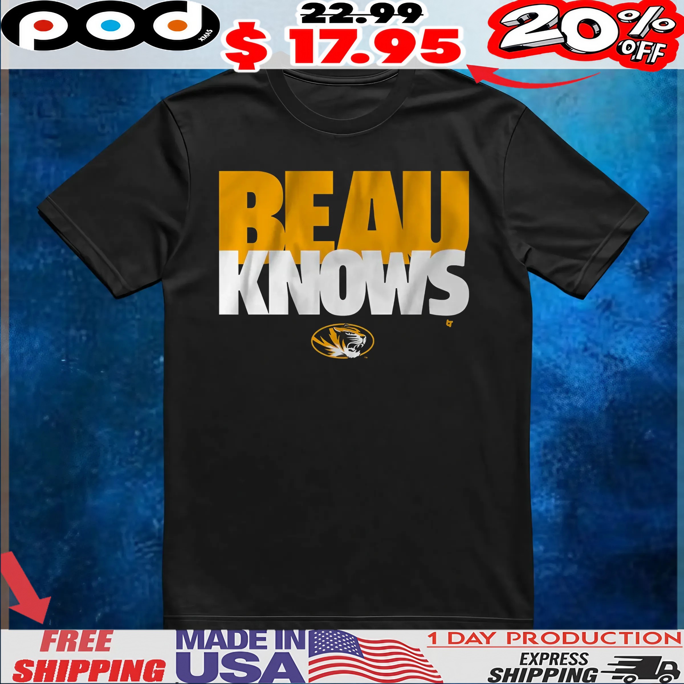 Missouri Football Beau Pribula Knows Graphic T Shirt 1 Missouri Football Beau Pribula Knows Graphic T Shirt