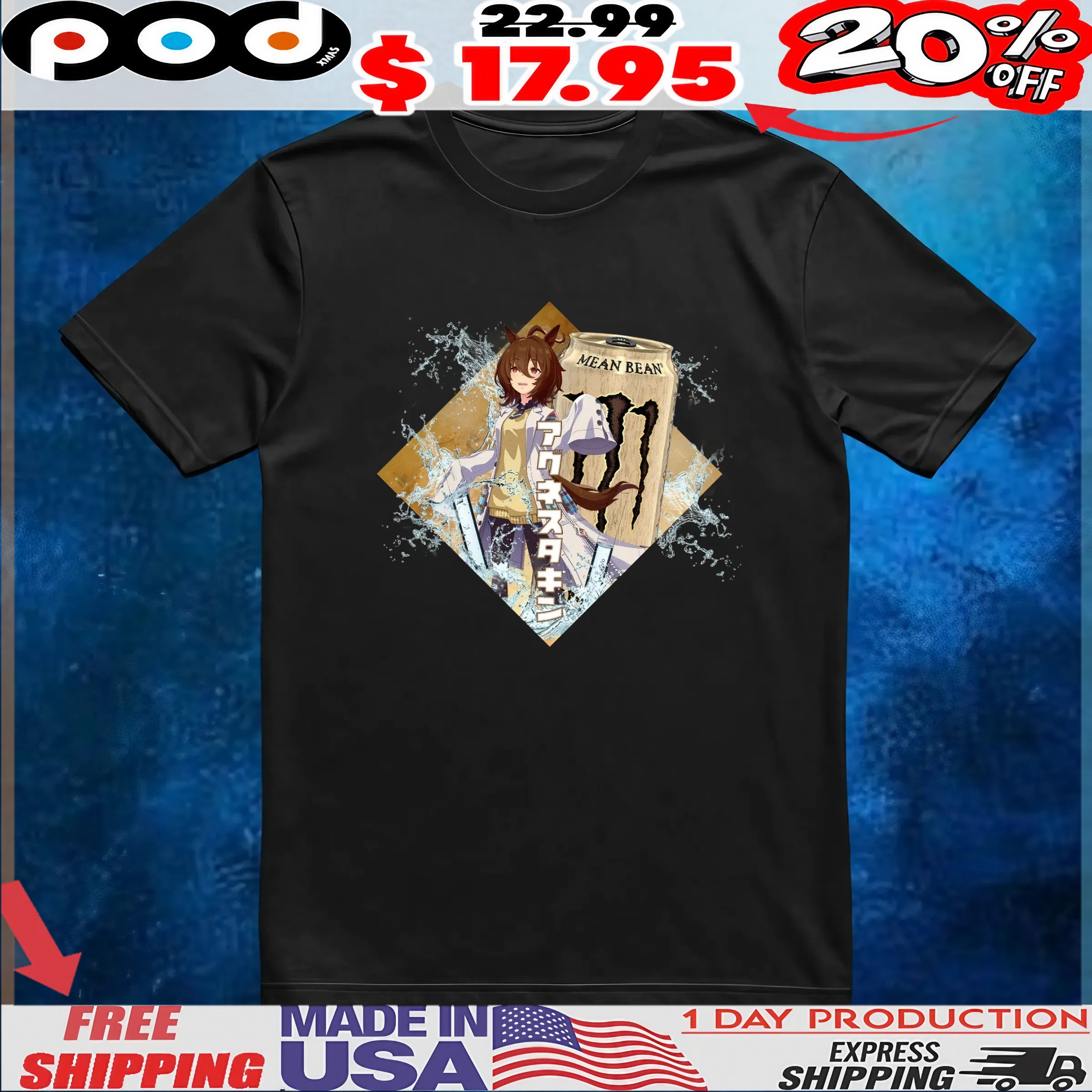 Monster Energy Mean Bean Anime Character Splash T Shirt