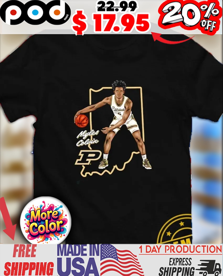 Myles Colvin Purdue Boilermakers Basketball State map pose shirt