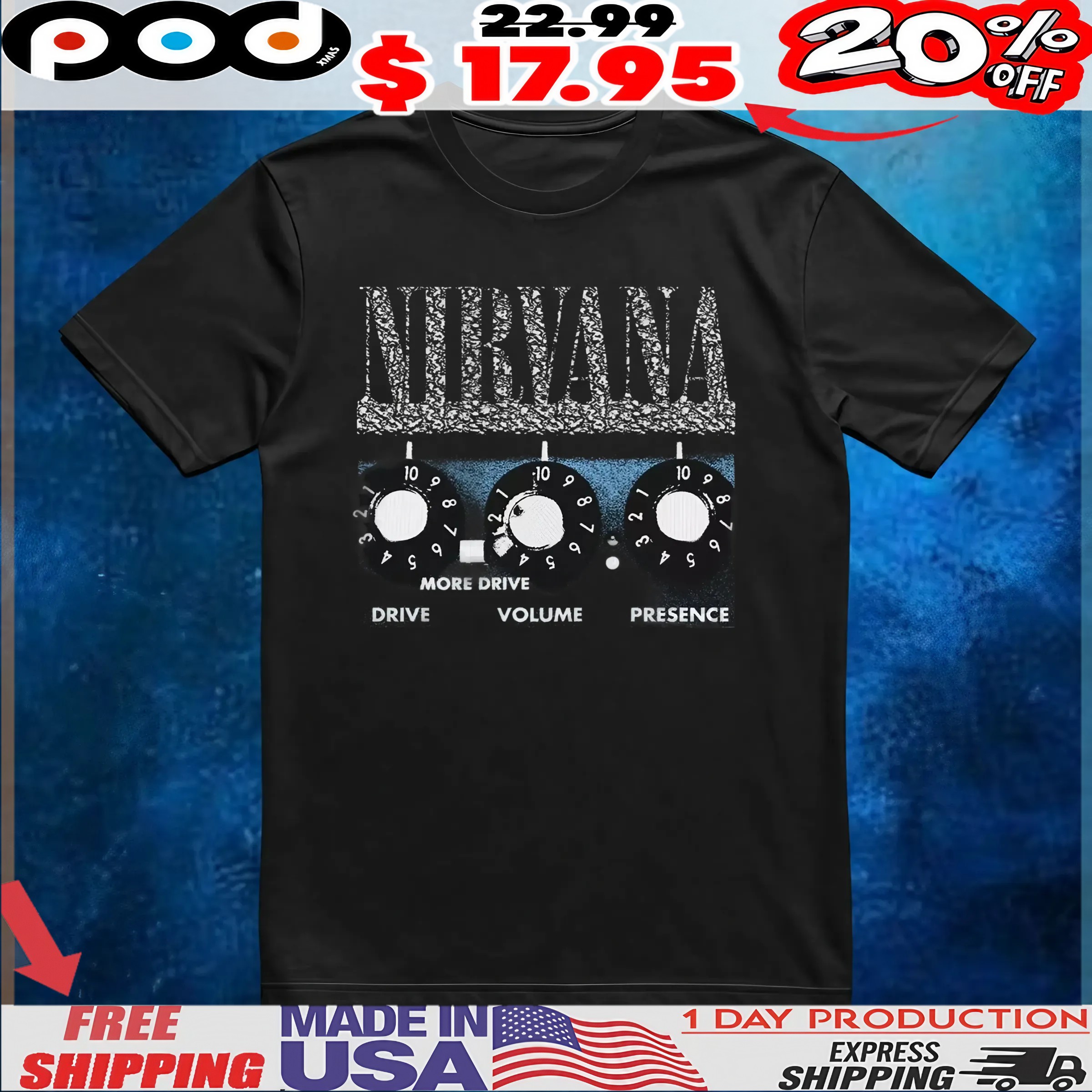 Nirvana Amp Dials Drive Volume Presence T Shirt