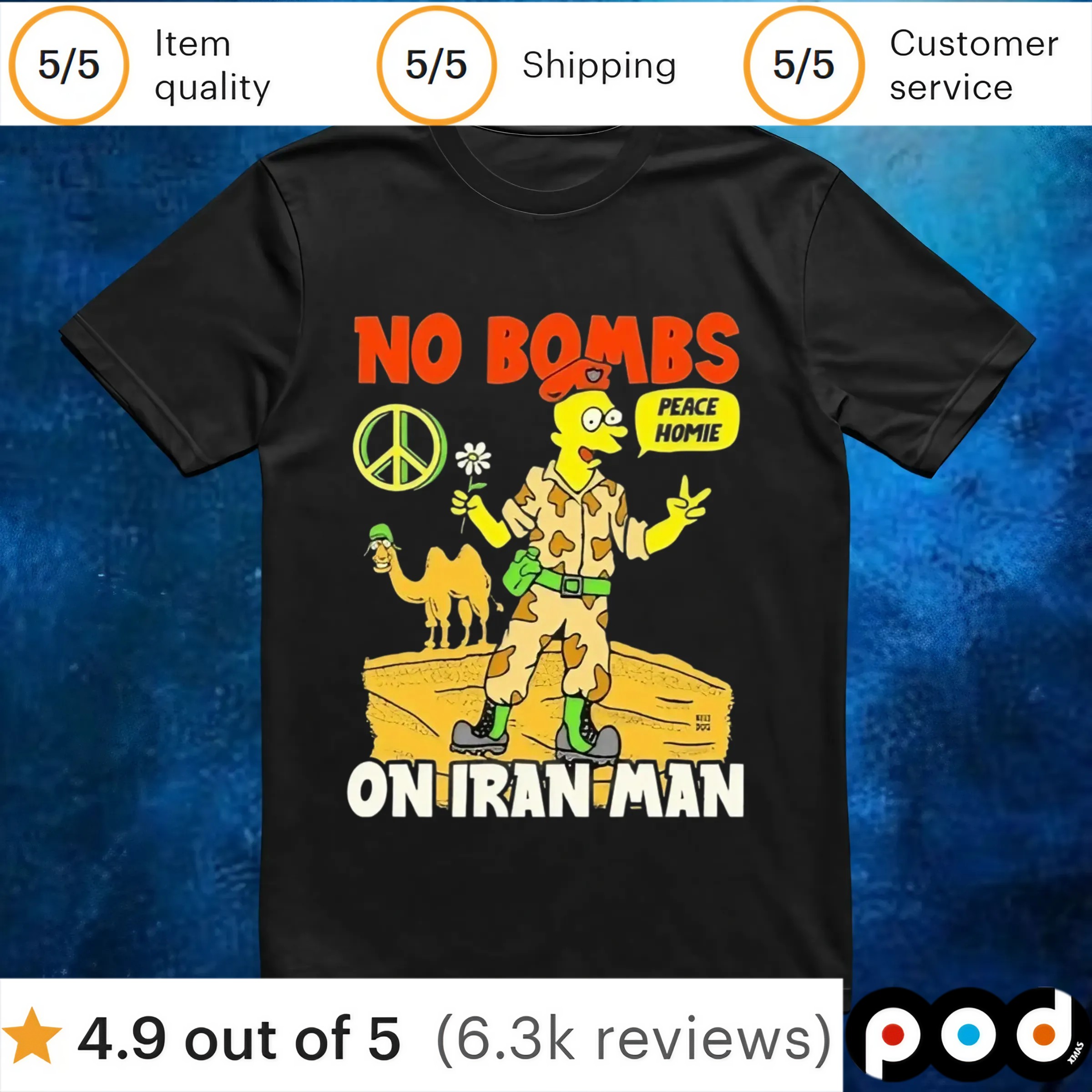 No Bombs On Iran Man Peace Homie Shirt