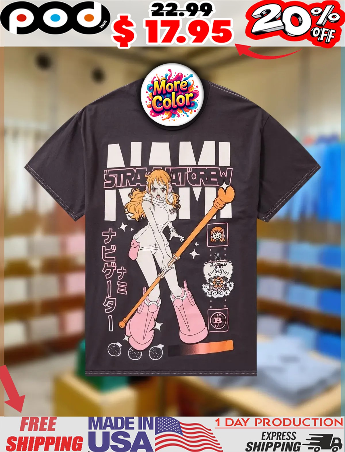 One Piece Nami Egghead Island Anime Shirt
