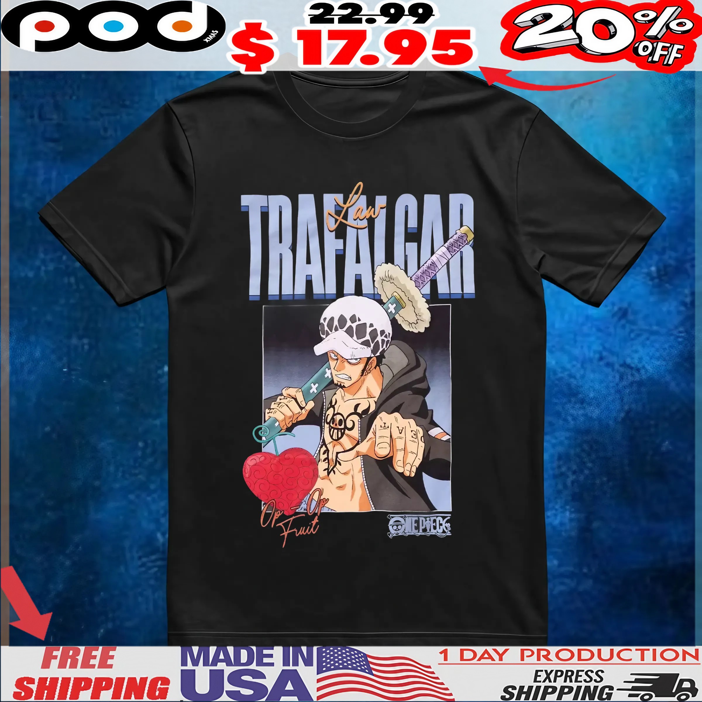 One Piece Trafalgar Law Jumbo Portrait T Shirt 1 One Piece Trafalgar Law Jumbo Portrait T Shirt