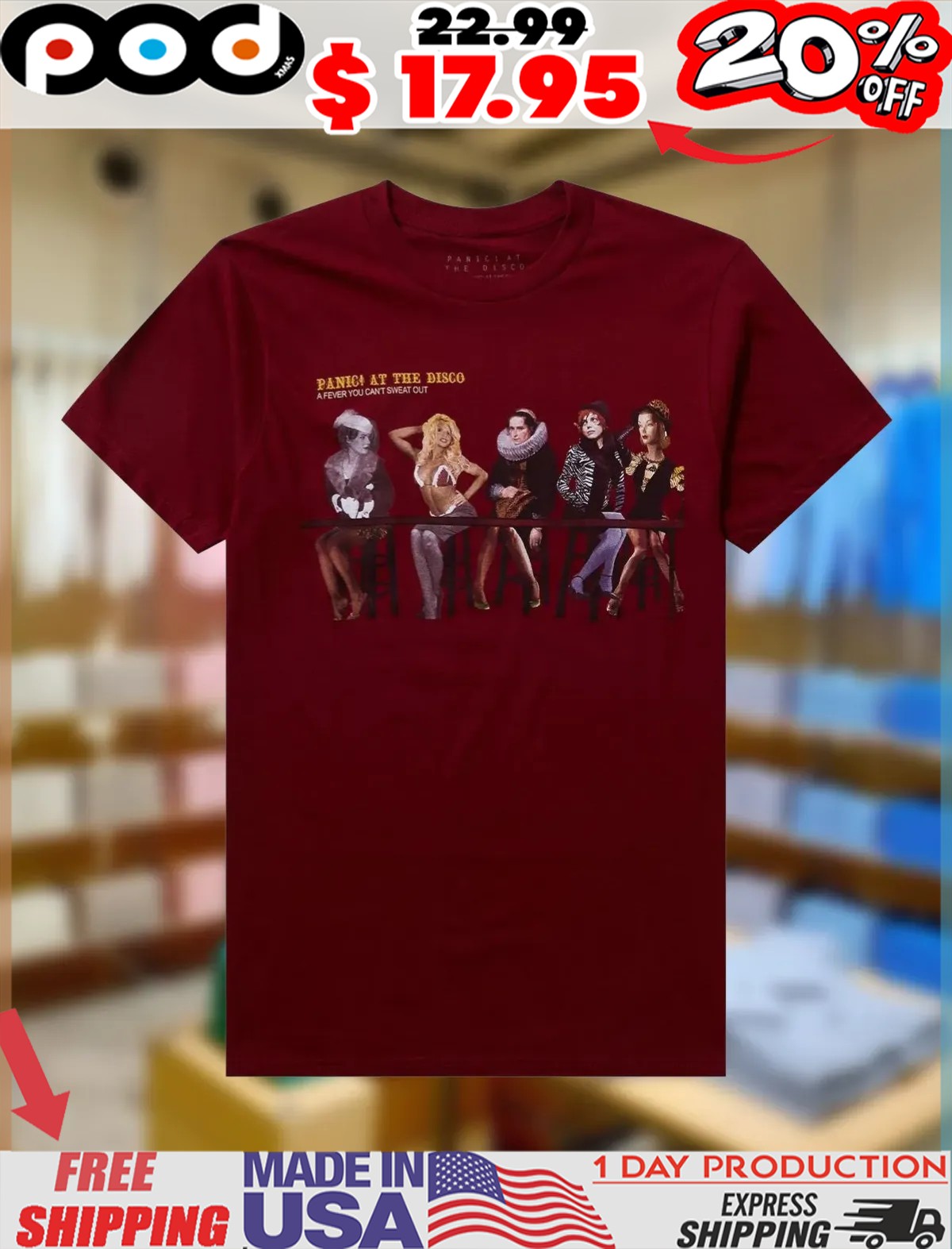 Panic at the disco fever can’t sweat out boyfriend fit girls shirt