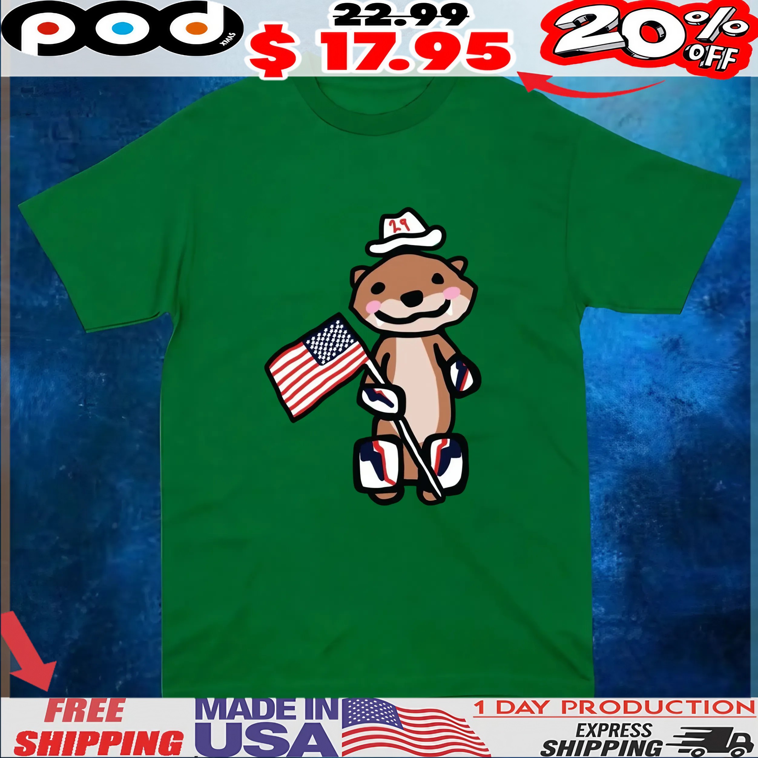 Patriotic Otter Flag T Shirt