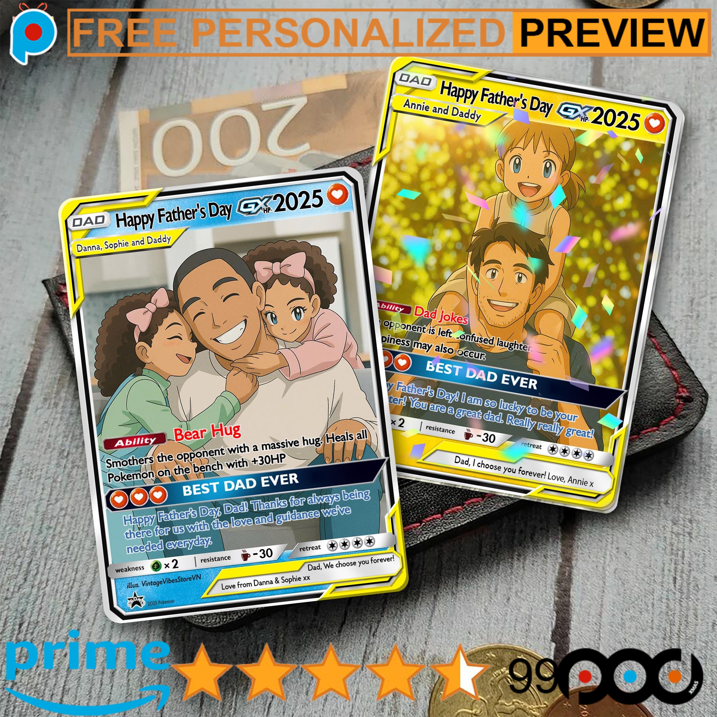 Personalized Father's Day Pokemon Best Dad Hologram Wallet Card 1 Personalized Father's Day Pokemon Best Dad Hologram Wallet Card