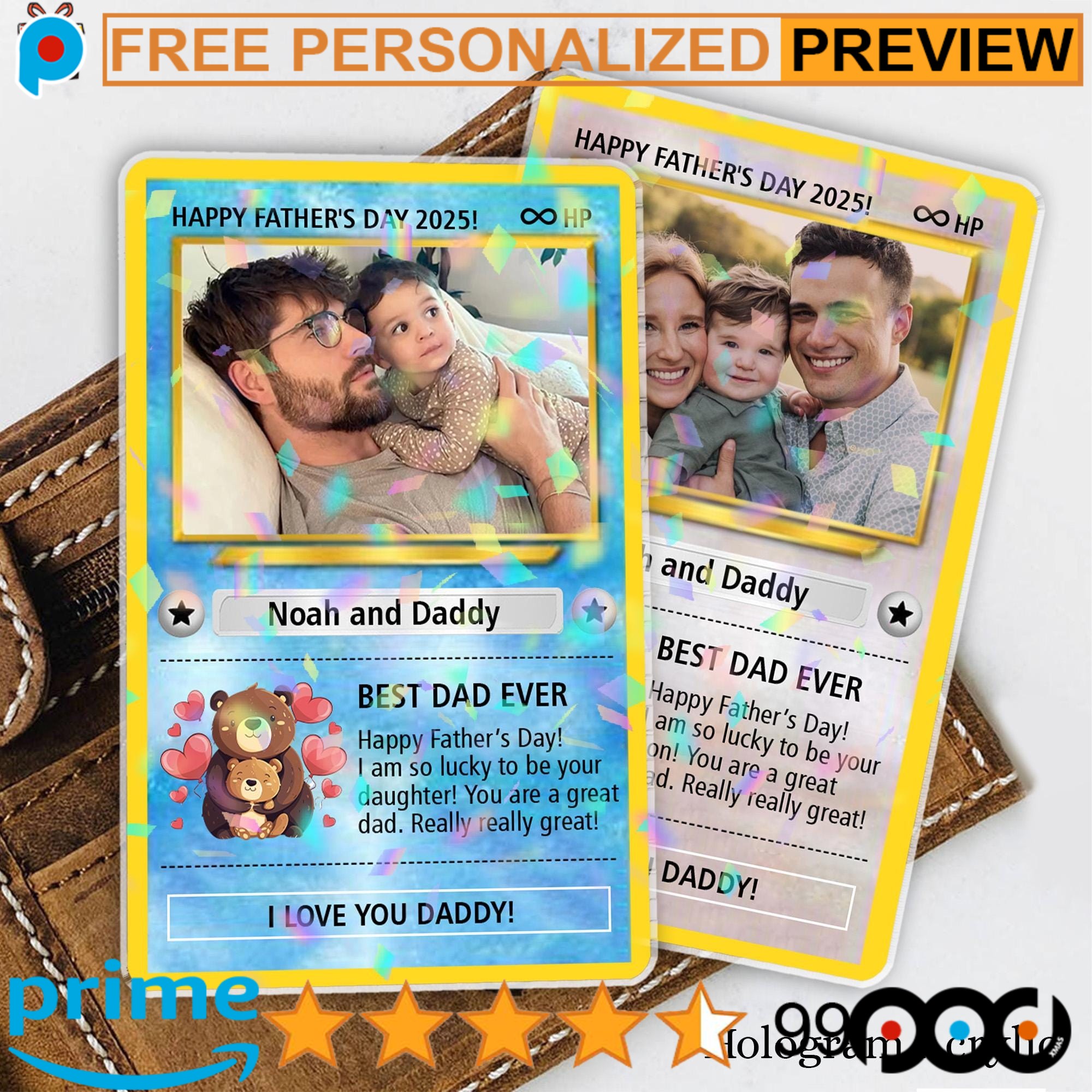 Personalized Free Photo Father's Day Pokemon Hologram Wallet Card 1 Personalized Free Photo Father's Day Pokemon Hologram Wallet Card