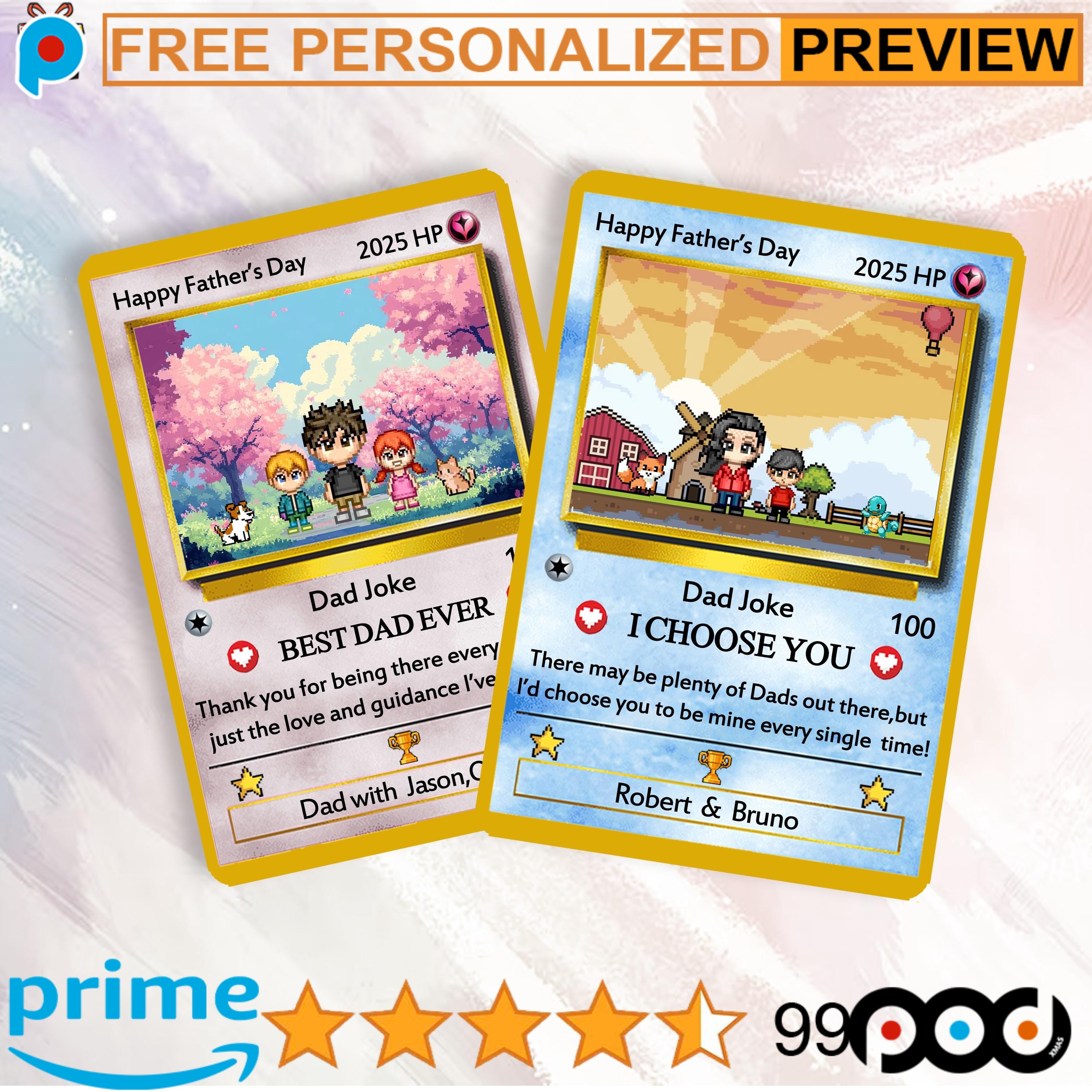 Personalized Poke Dad Gamer Father's Day Wallet Card 1 Personalized Poke Dad Gamer Father's Day Wallet Card