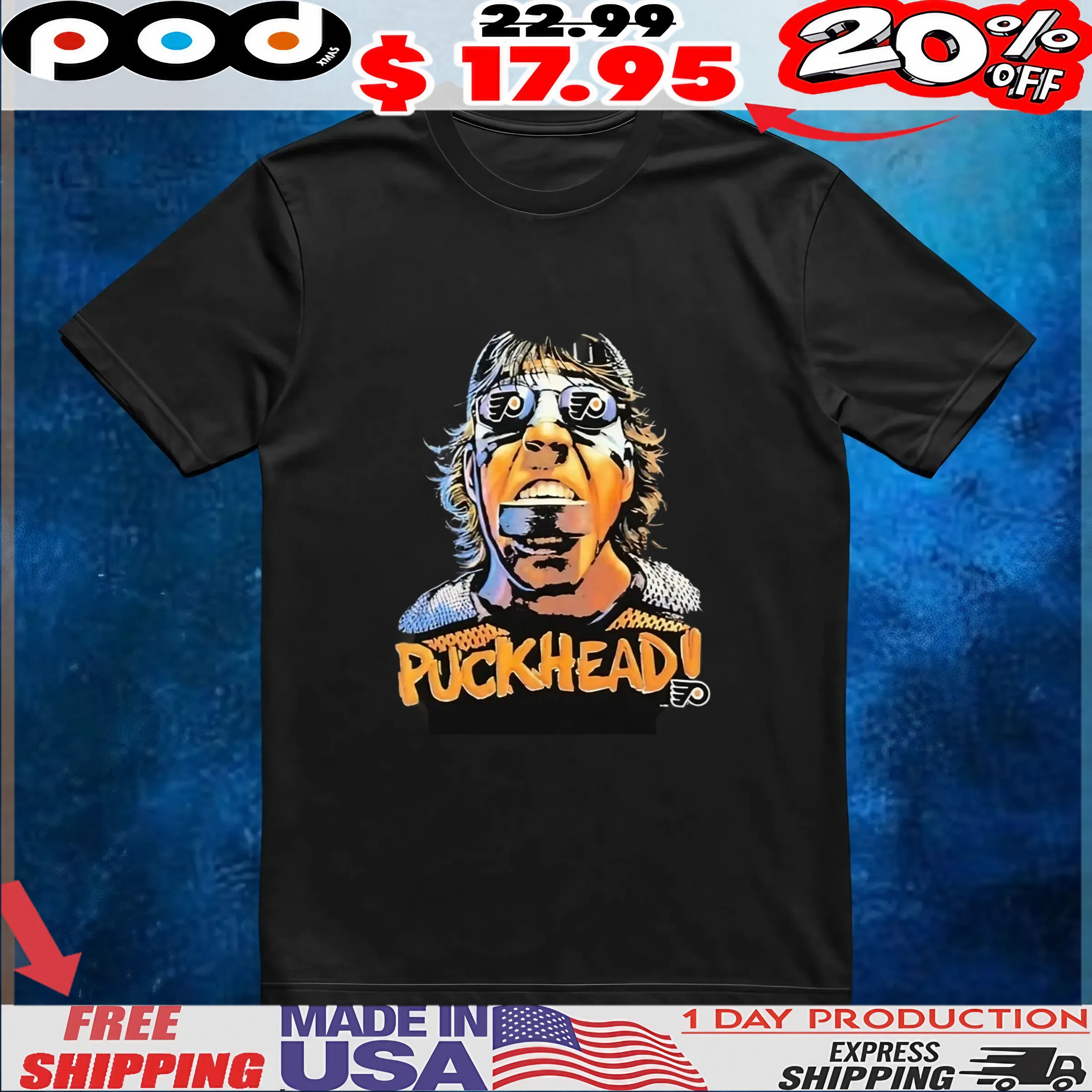 Philadelphia Flyers Puckhead Nhl 90’s T Shirt 1 Philadelphia Flyers Puckhead Nhl 90’s T Shirt