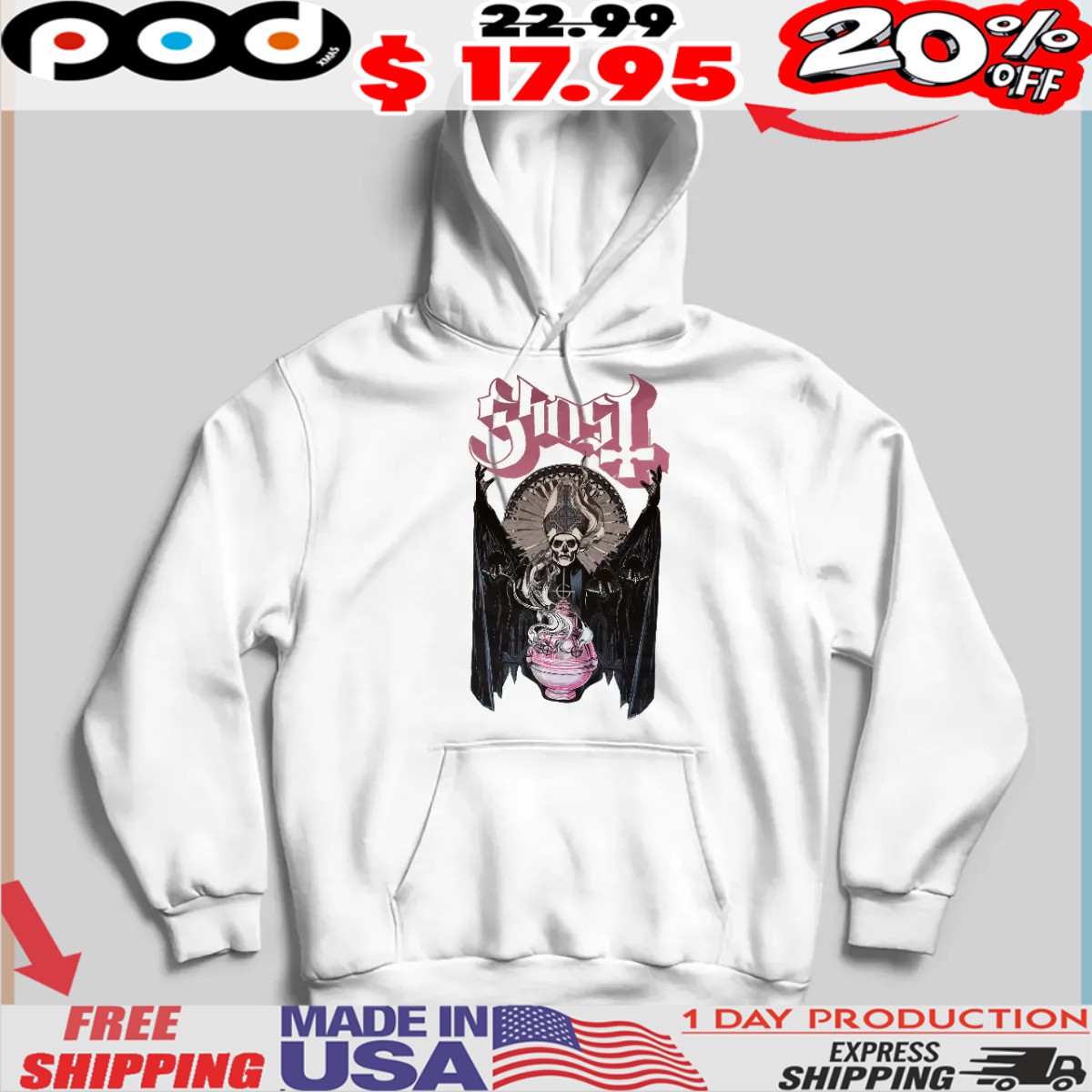 Pink Gothic Ghost Metal Skull Shirt 1 Pink Gothic Ghost Metal Skull Shirt