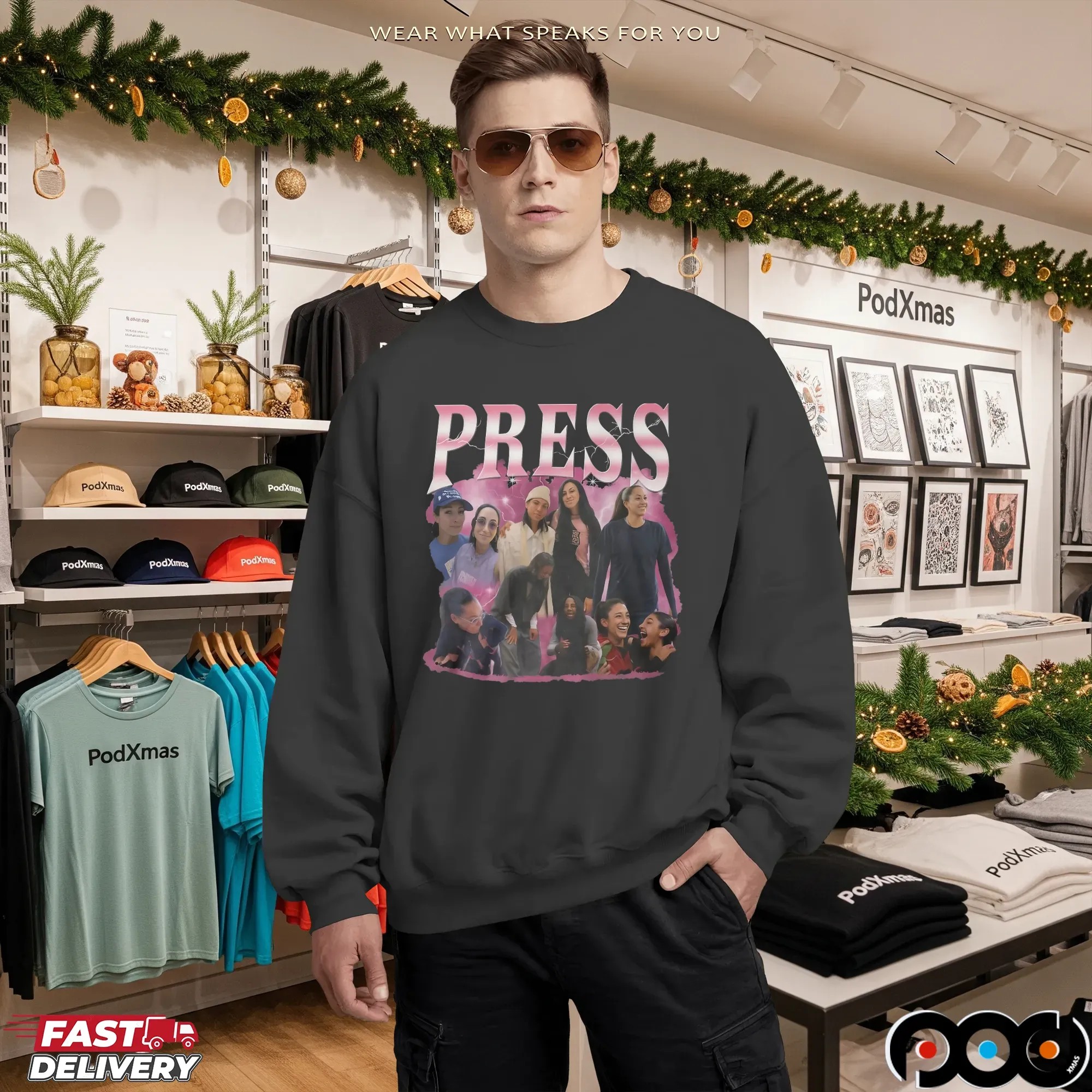 Press Pink Lightning Collage Basketball Players shirt