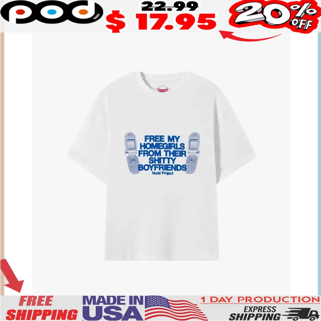 Retro Y2K FREE MY HOMEGIRLS FROM THEIR SHITTY BOYFRIENDS Funny Aesthetic Graphic Shirt