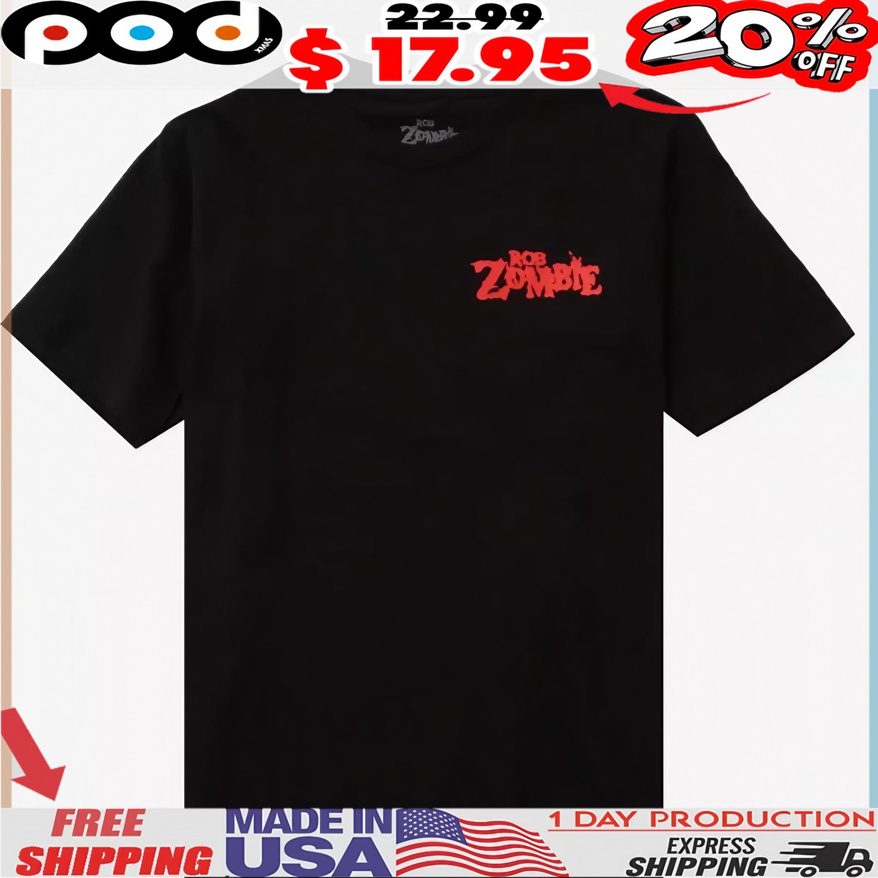 Rob Zombie Dragula Comic Panel Boyfriend 2 Sides T Shirt