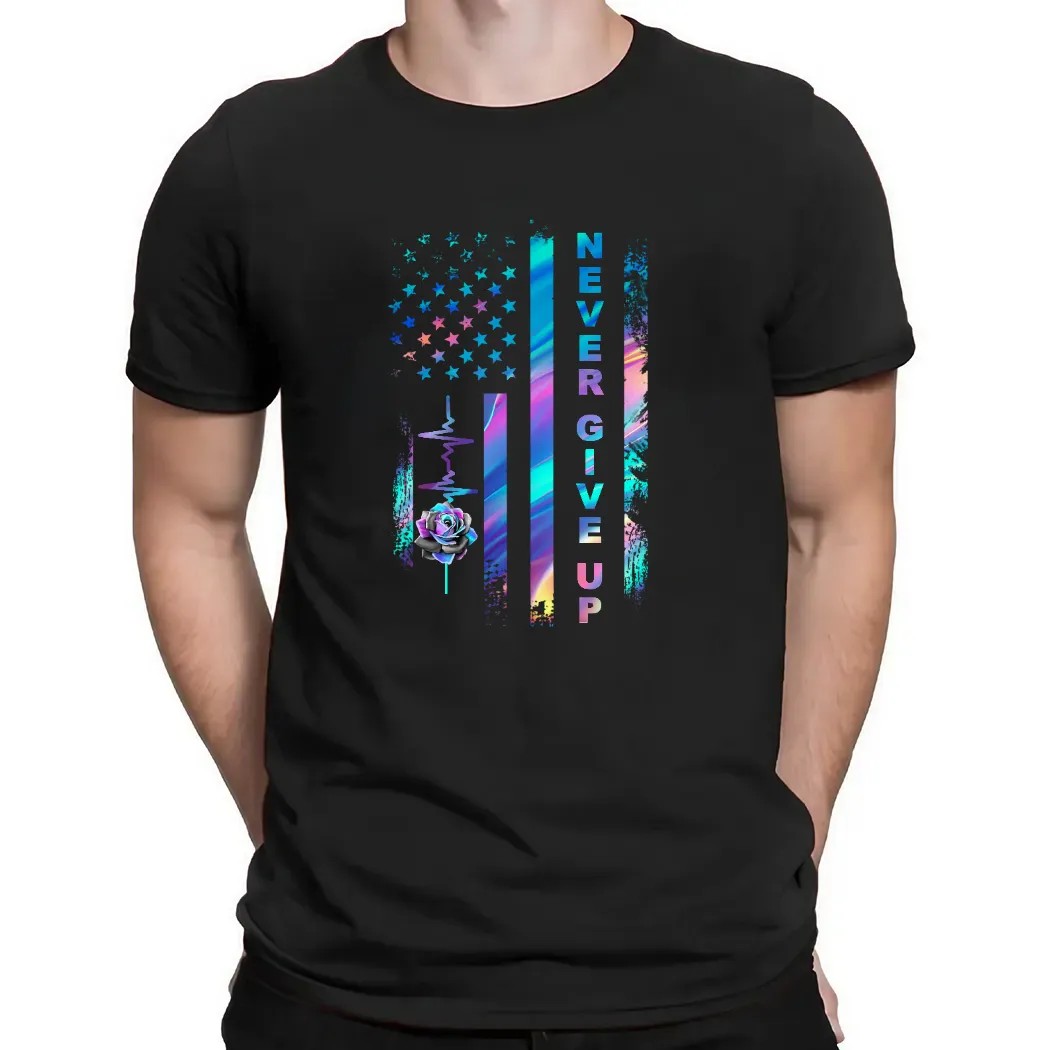Roses Never Give Up American Flag Neon Shirts