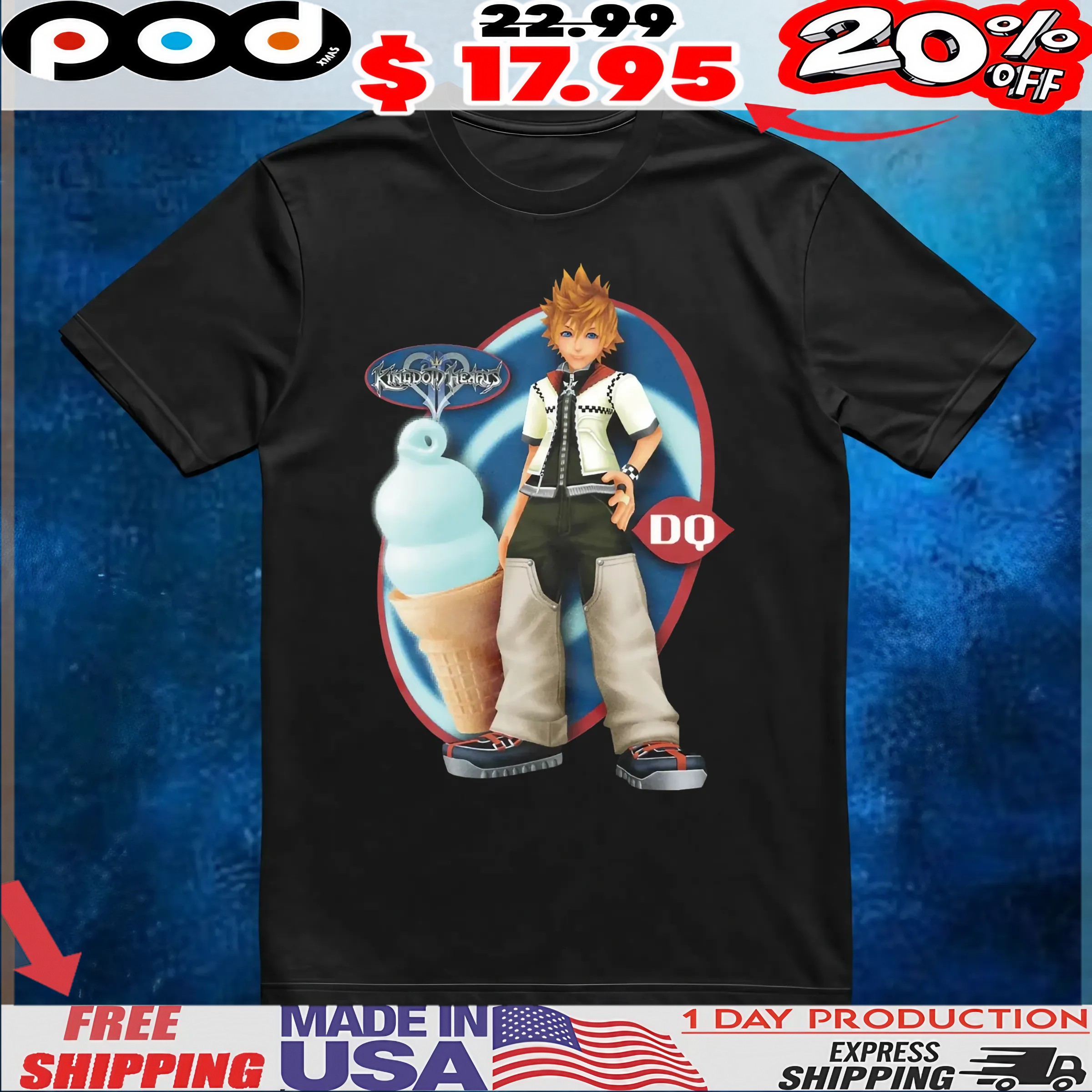 Roxas Kingdom Hearts Dairy Queen Ice Cream T Shirt