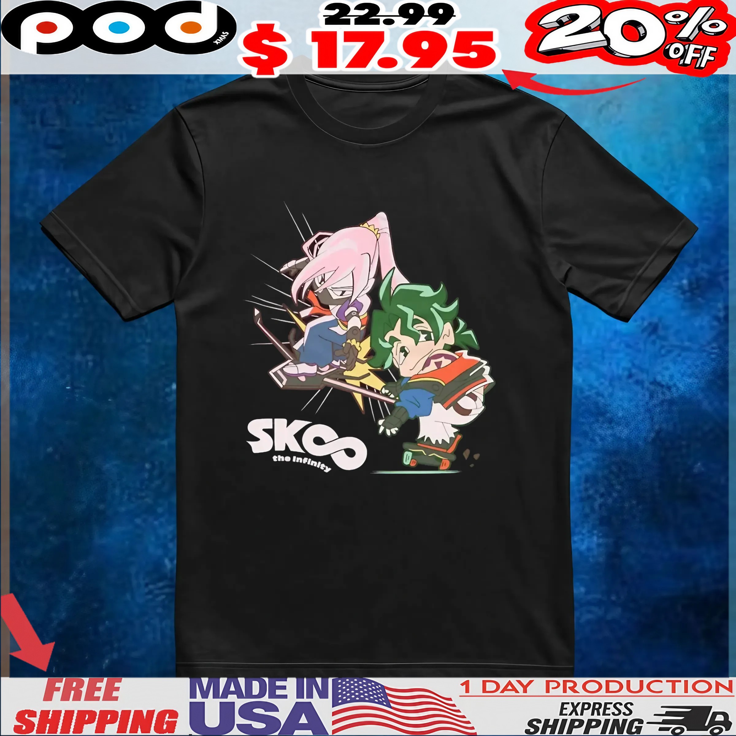 SK8 The Infinity Joe and Cherry Blossom Chibi Duo T Shirt 6 SK8 The Infinity Joe and Cherry Blossom Chibi Duo T Shirt
