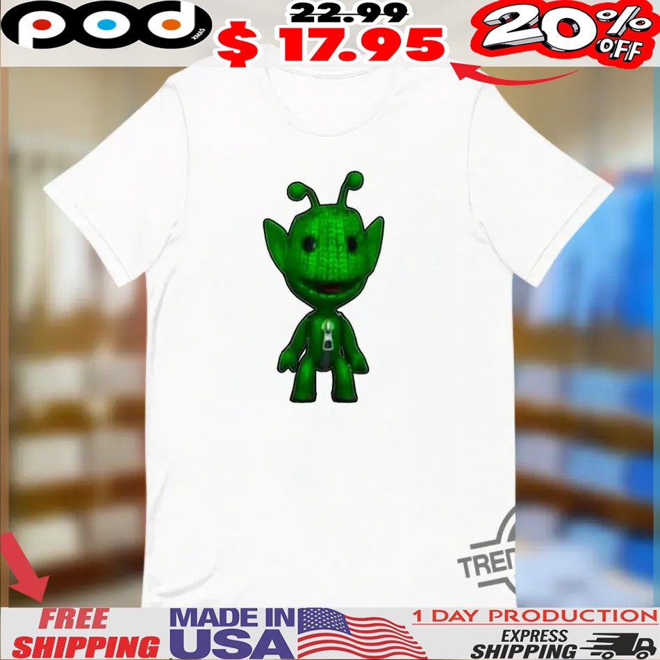 Sackboy Green Alien Shirt 1 Sackboy Green Alien Shirt