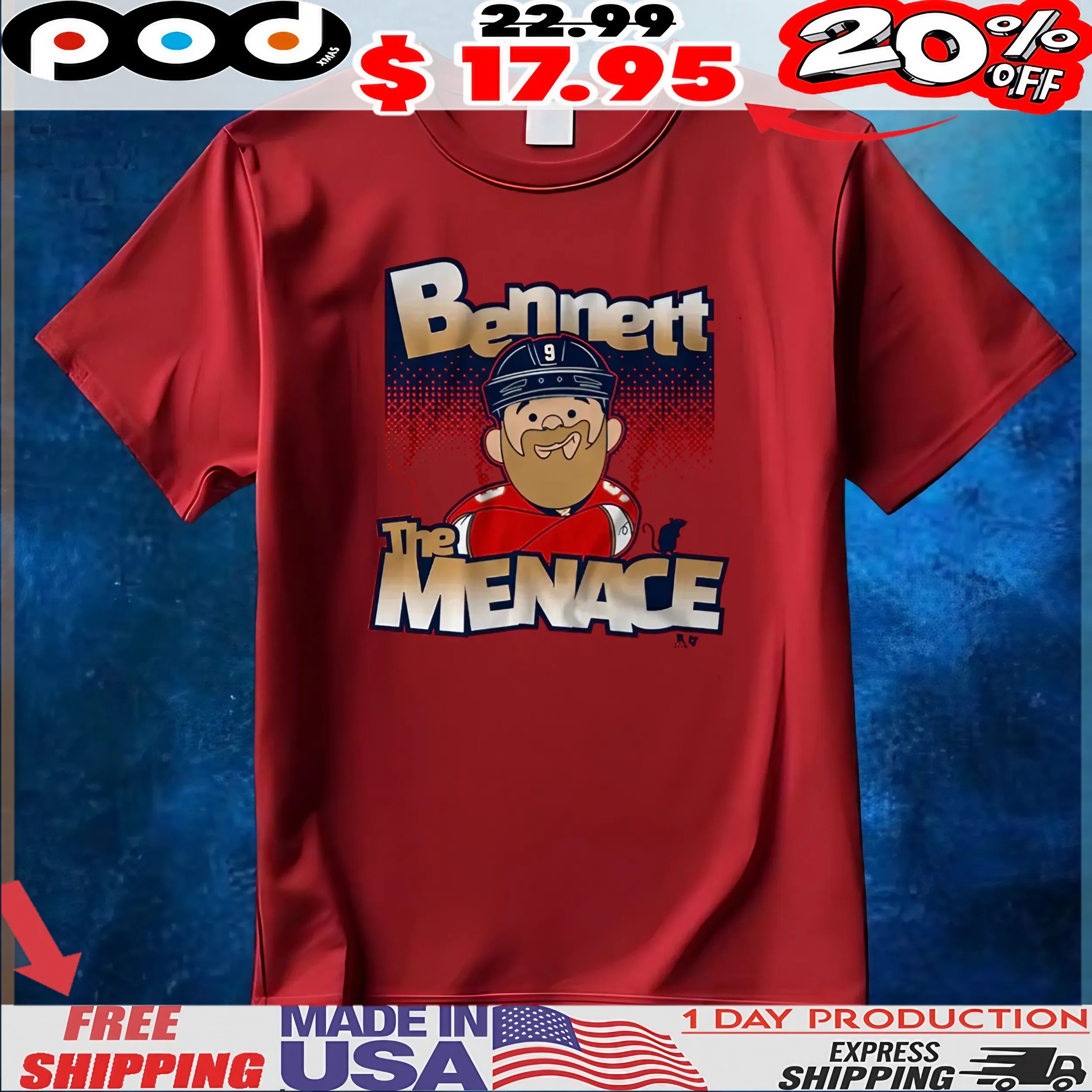 Sam Bennett The Menace Parody T Shirt 3 Sam Bennett The Menace Parody T Shirt